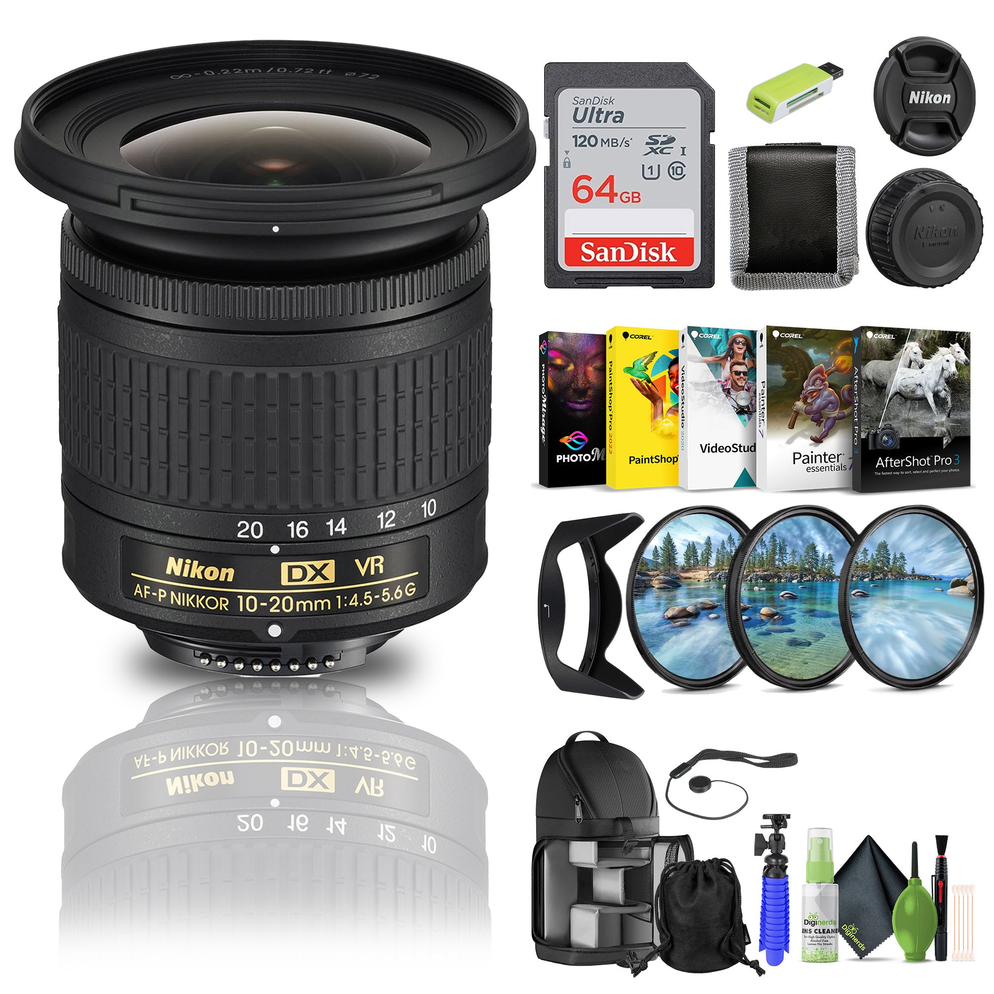Nikon - AF-P DX NIKKOR 10-20mm f/4.5-5.6G VR Wide-Angle Zoom Lens - Bundle - Reconditioned