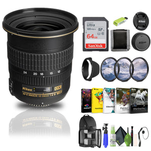 Nikon AF-S DX Zoom-NIKKOR 12-24mm f/4G IF-ED Lens 2144 + 64GB Memory Card - Bundle