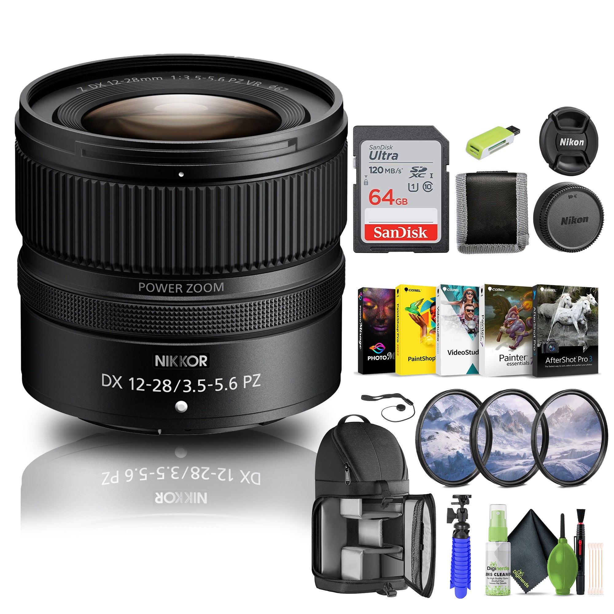 Nikon NIKKOR Z DX 12-28mm f/3.5-5.6 PZ VR Lens Nikon Z 20118 + 64GB Memory - Bundle