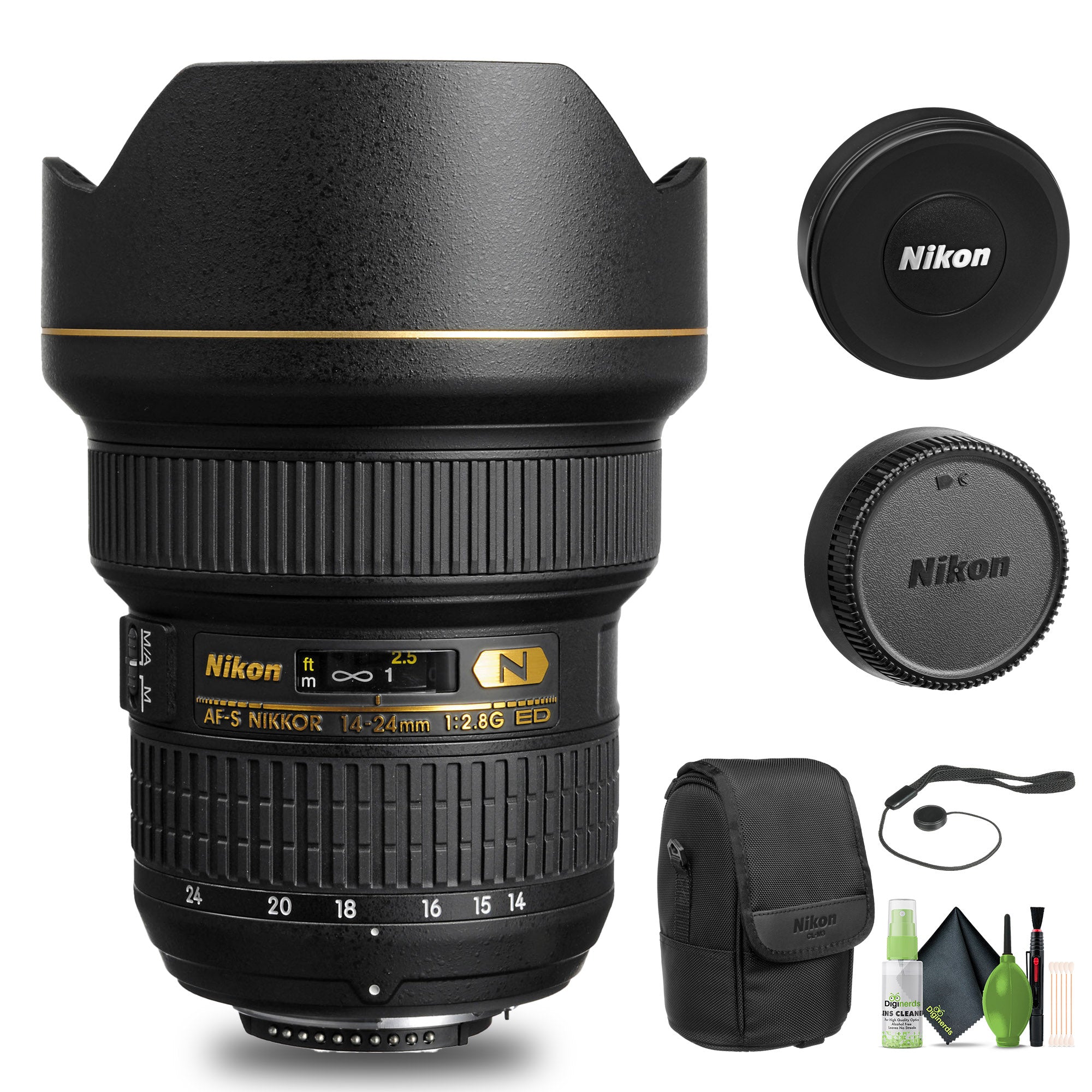 Nikon AF-S NIKKOR 14-24mm f/2.8G ED Lens (2163) + Cap Keeper + Cleaning Kit - Bundle