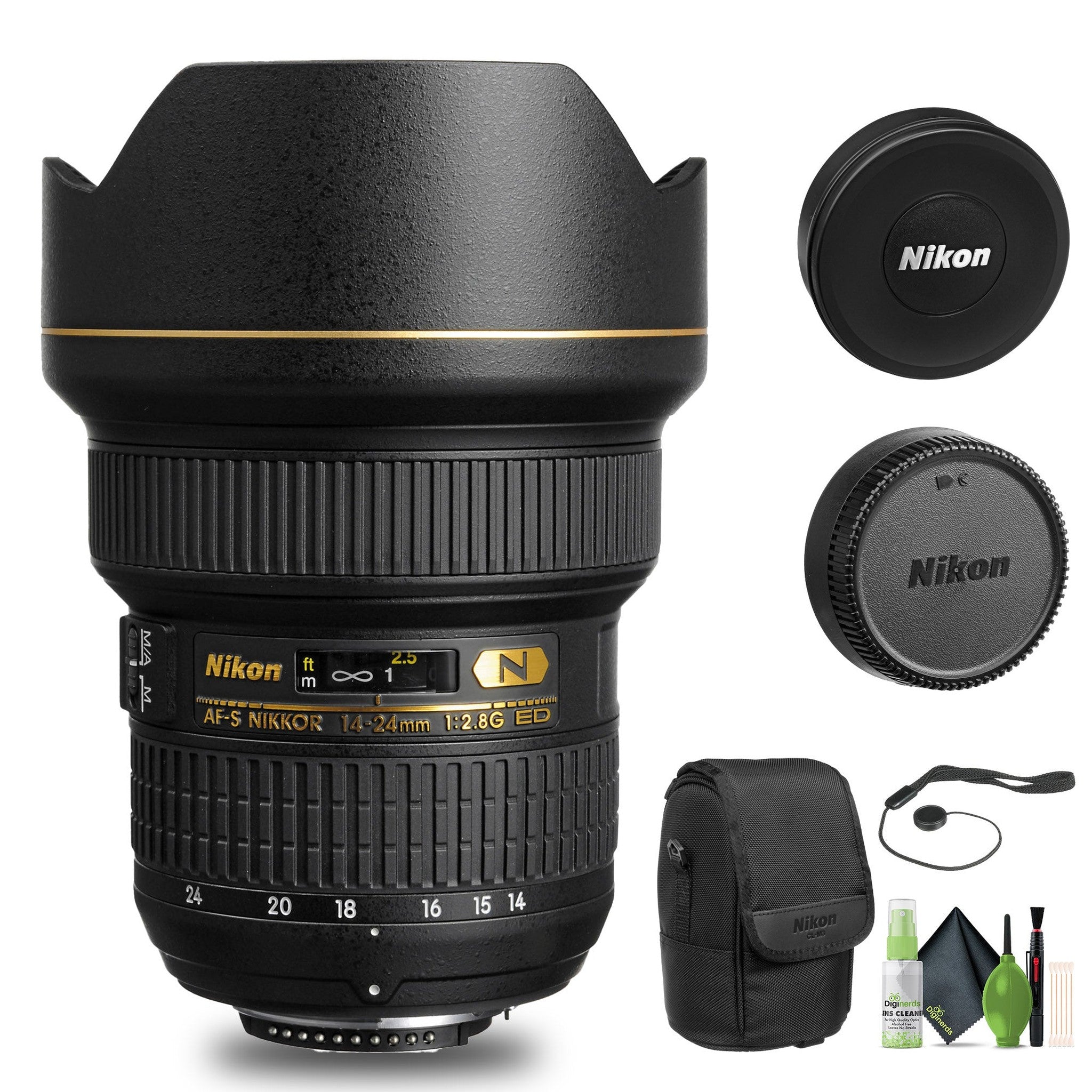 Nikon AF-S NIKKOR 14-24mm f/2.8G ED Lens 2163 + Cap Keeper + Cleaning Kit - Bundle Nikon