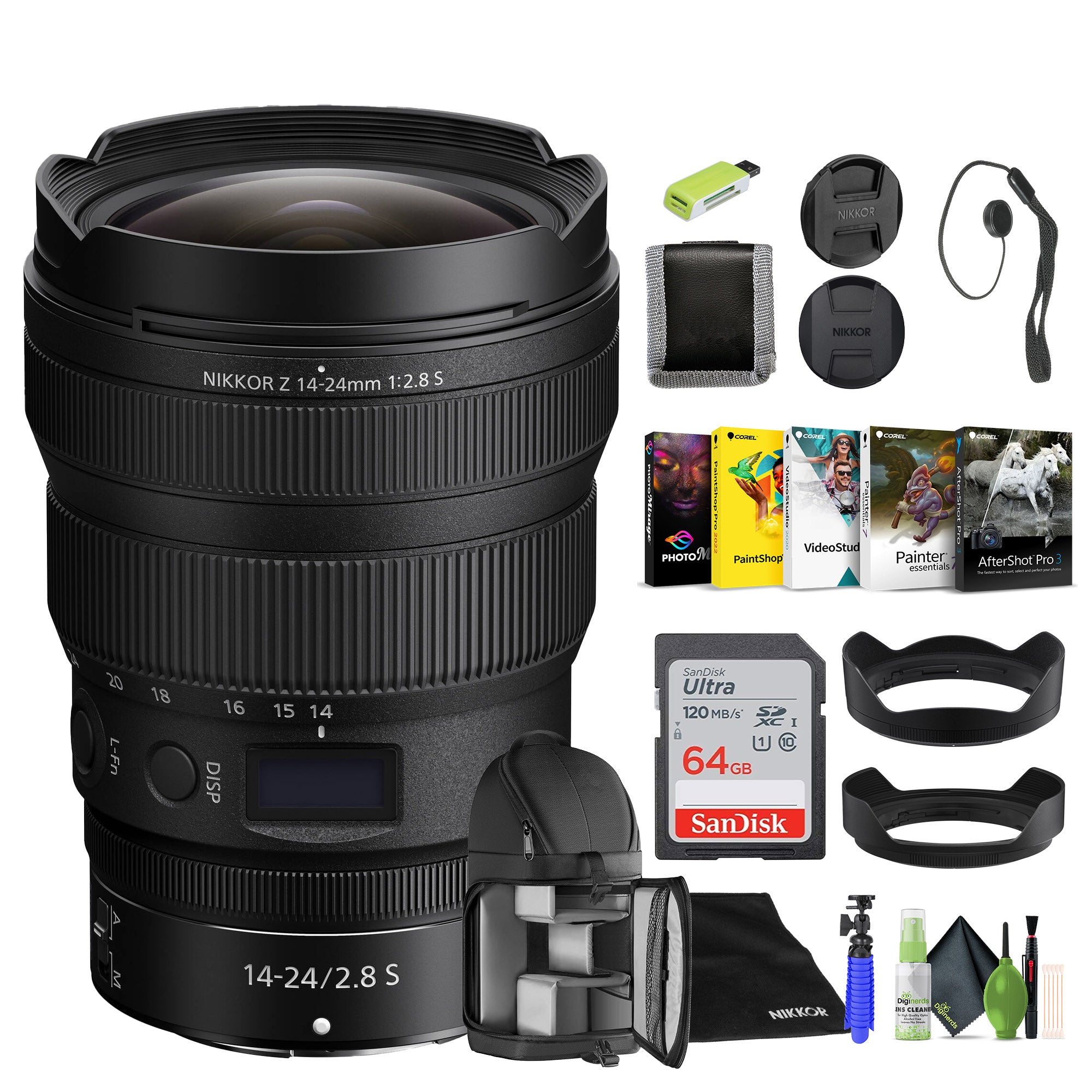 Nikon NIKKOR Z 14-24mm f/2.8 S Zoom Lens for Nikon Z Cameras (20097) + 64GB card - Bundle