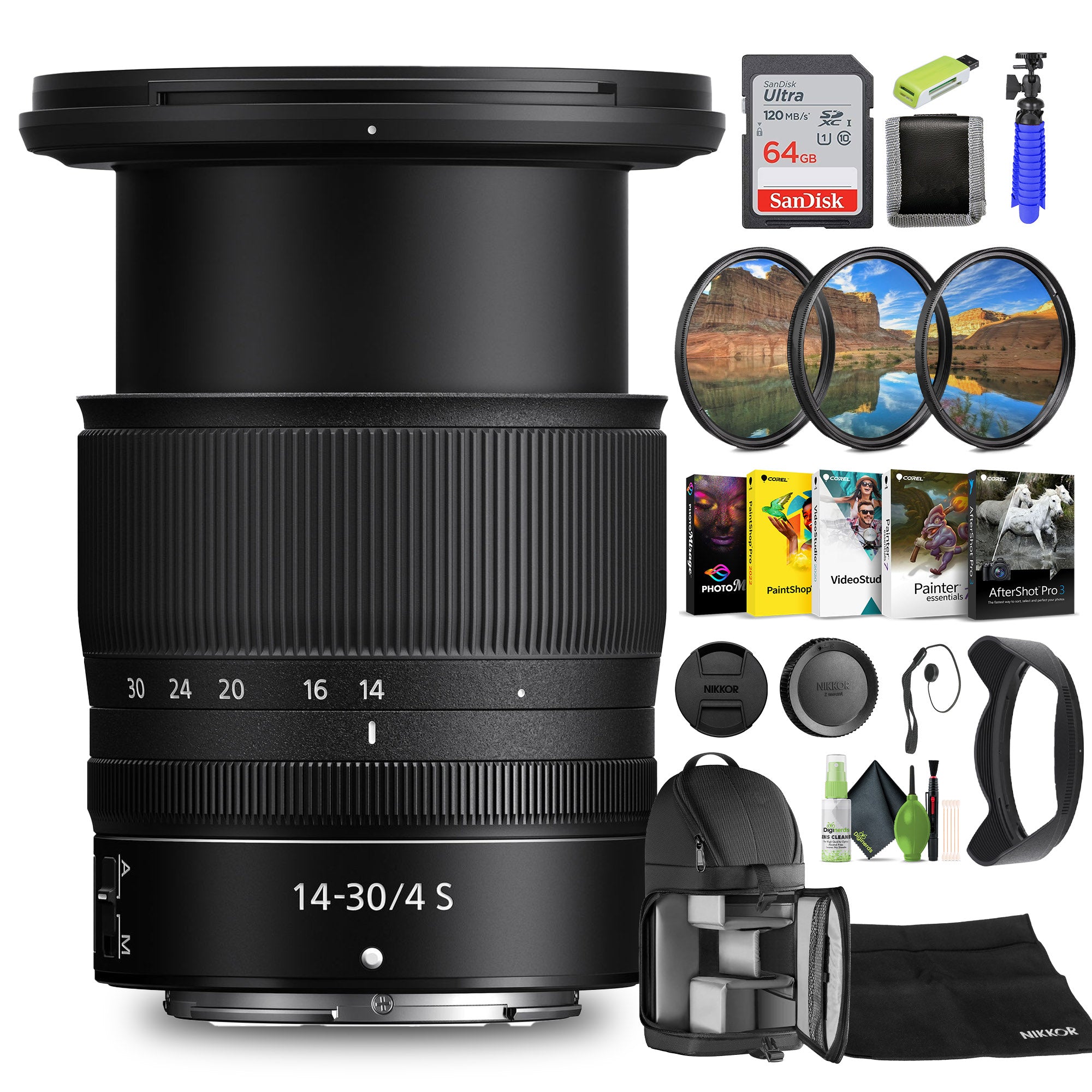 Nikon NIKKOR Z 14-30mm f/4.0 S Zoom Lens for Nikon Z Cameras 20070 + 64GB Card - Bundle
