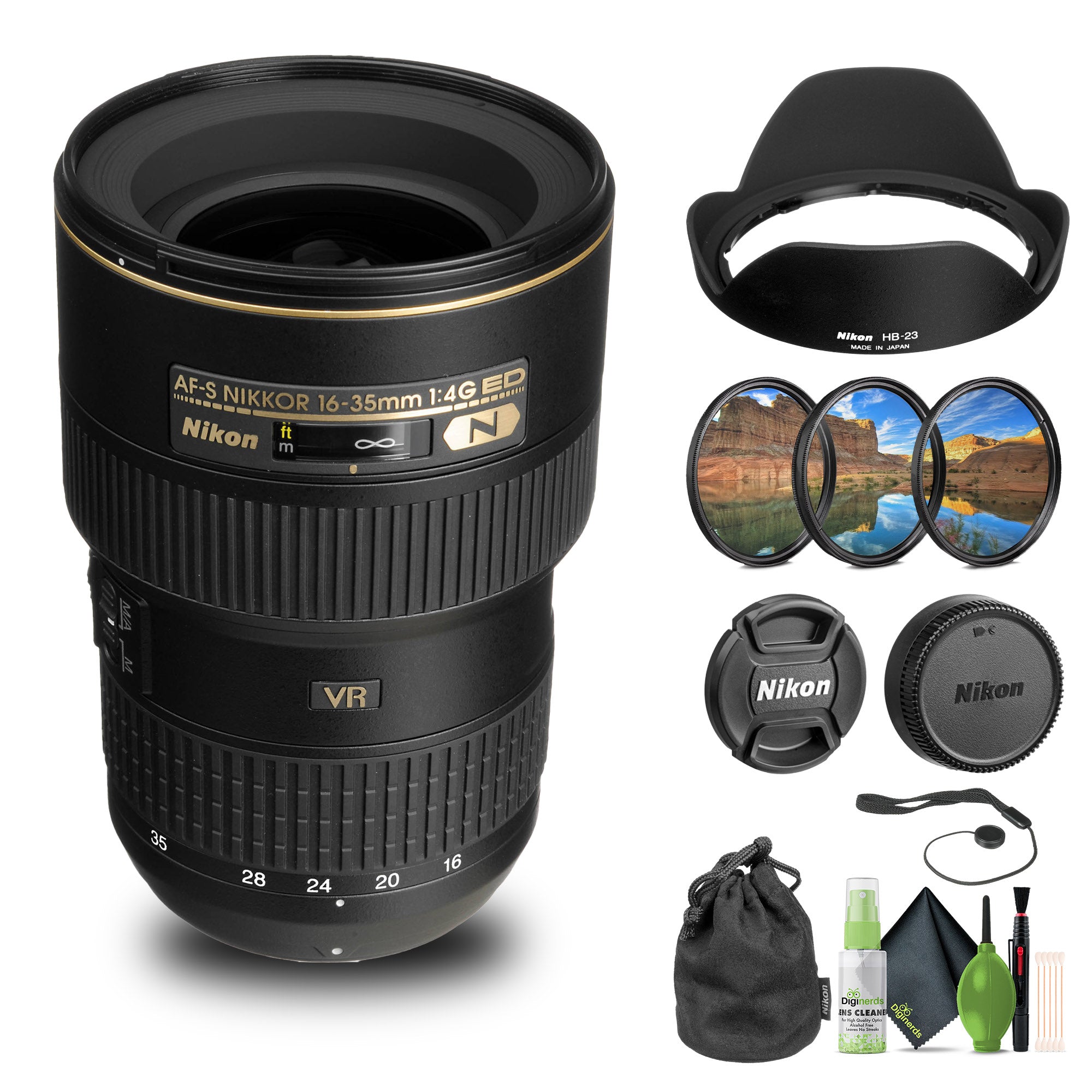 Nikon AF-S NIKKOR 16-35mm f/4G ED VR Lens (2182) + Filter Kit + Cap Keeper - Bundle