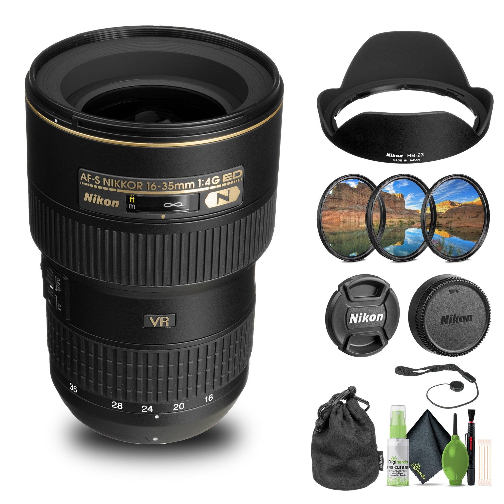 Nikon AF-S NIKKOR 16-35mm f/4G ED VR Lens 2182 + Filter Kit + Cap Keeper - Bundle Nikon