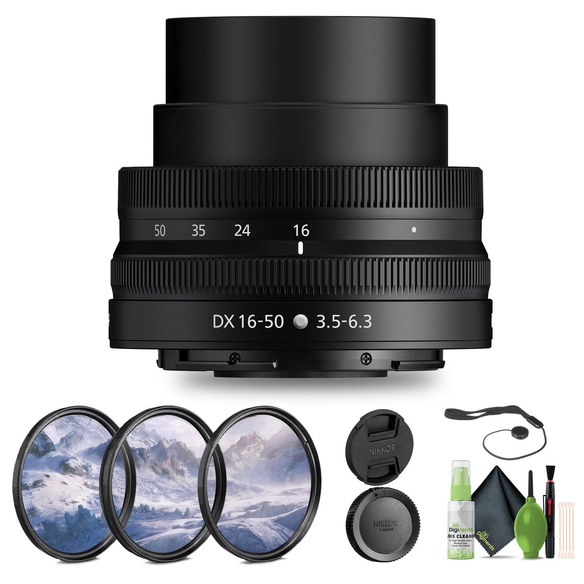 Nikon NIKKOR Z DX 16-50mm f/3.5-6.3 VR Lens 20084 + Filter Kit + Cap Keeper - Bundle Nikon
