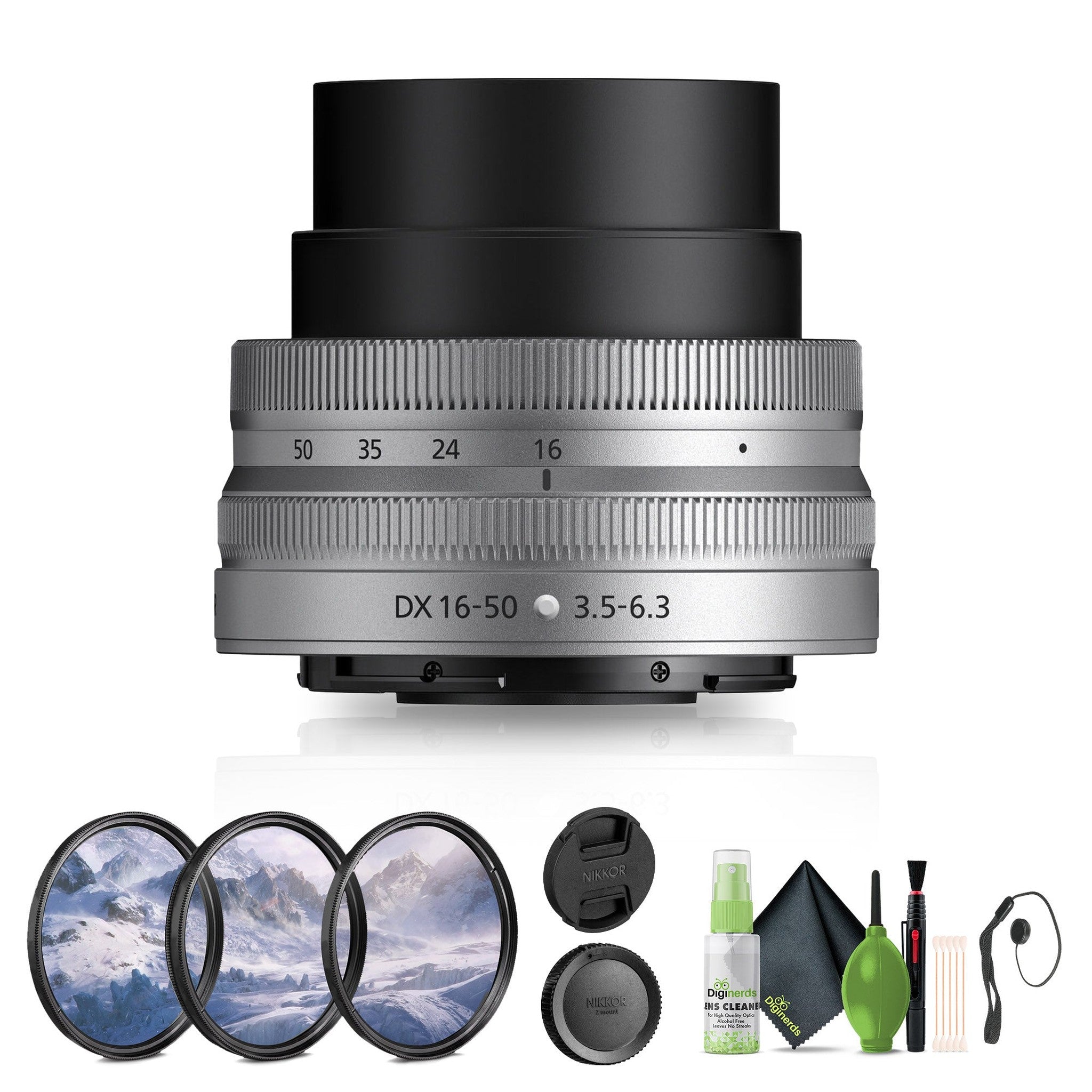 Nikon NIKKOR Z DX 16-50mm f/3.5-6.3 VR Lens Silver 20109 Bundle - Reconditioned Nikon