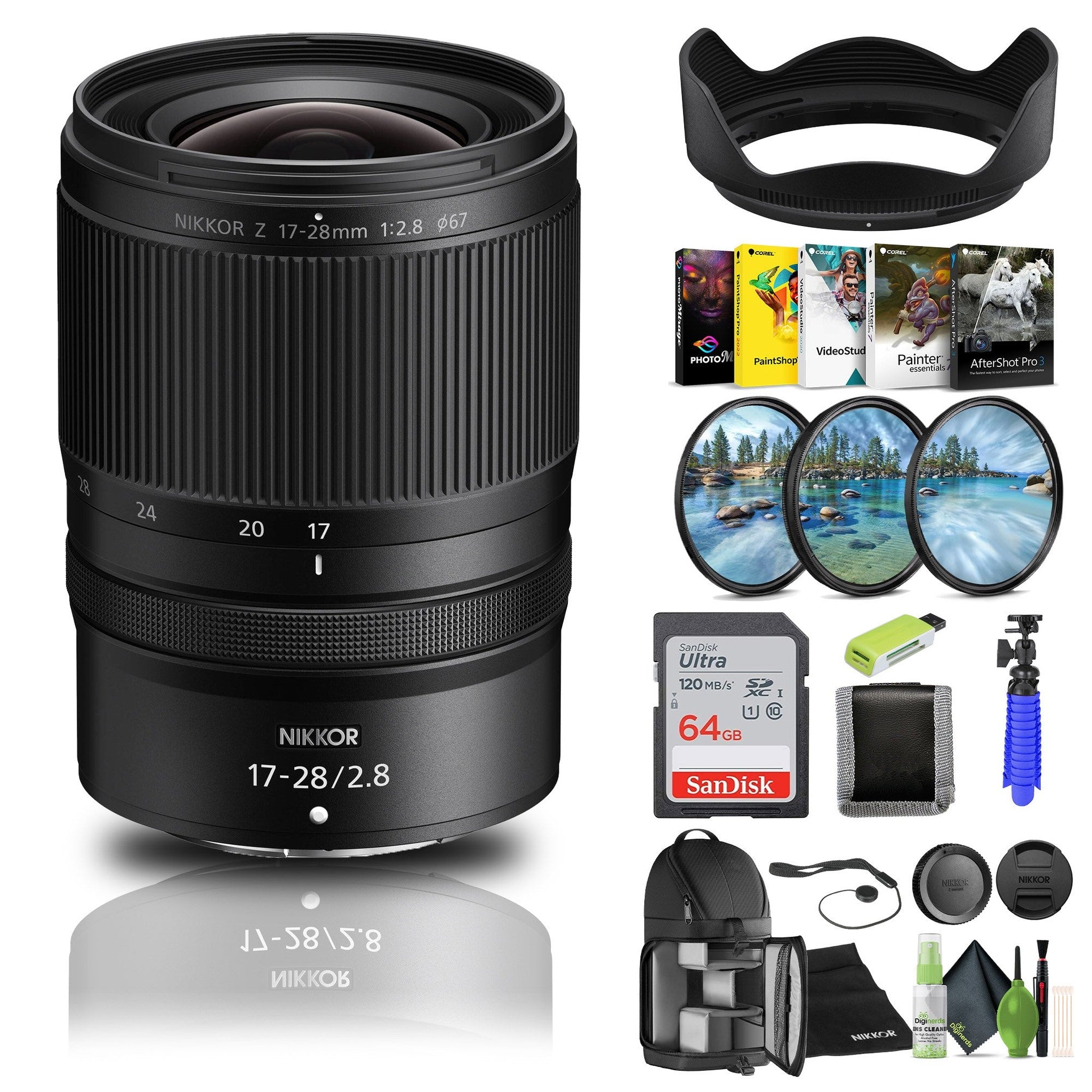 Nikon NIKKOR Z 17-28mm f/2.8 Lens 20115 + 64GB Memory Card + Filter Kit - Bundle
