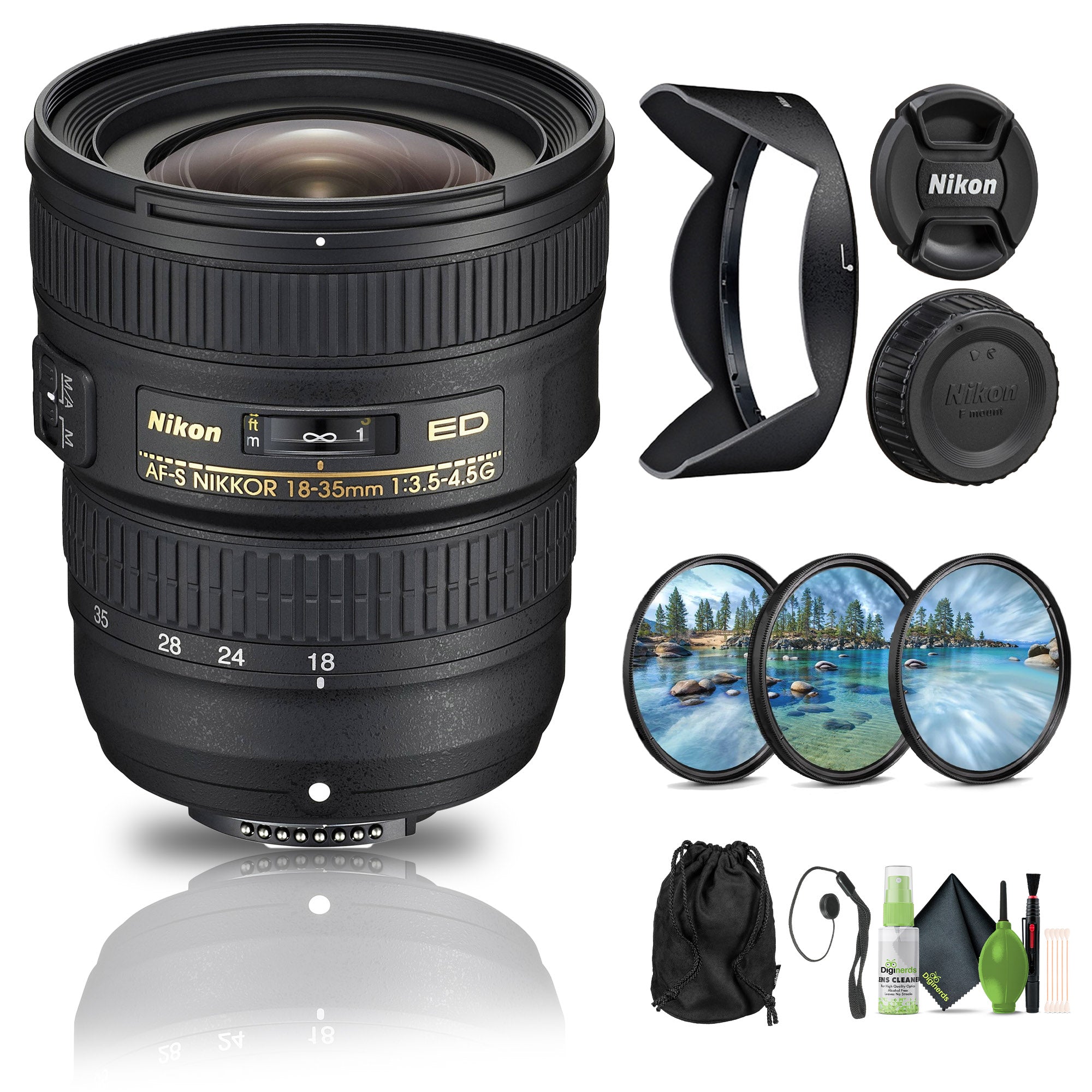Nikon AF-S NIKKOR 18-35mm f/3.5-4.5G ED Lens (2207) + Filter Kit + Cap Keeper - Bundle