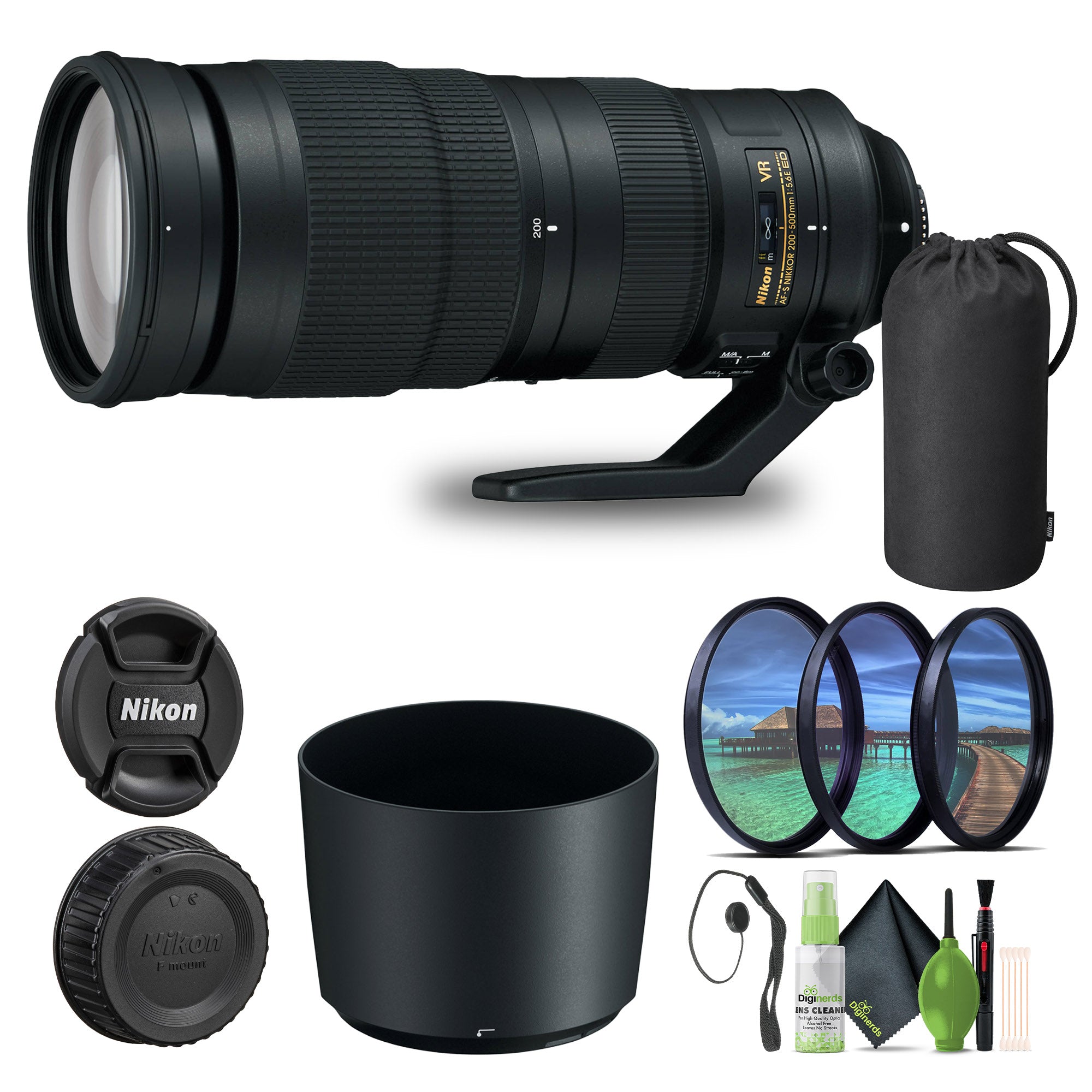 Nikon - AF-S NIKKOR 200-500mm f/5.6E ED VR Super Telephoto Zoom Lens 20058 - Bundle