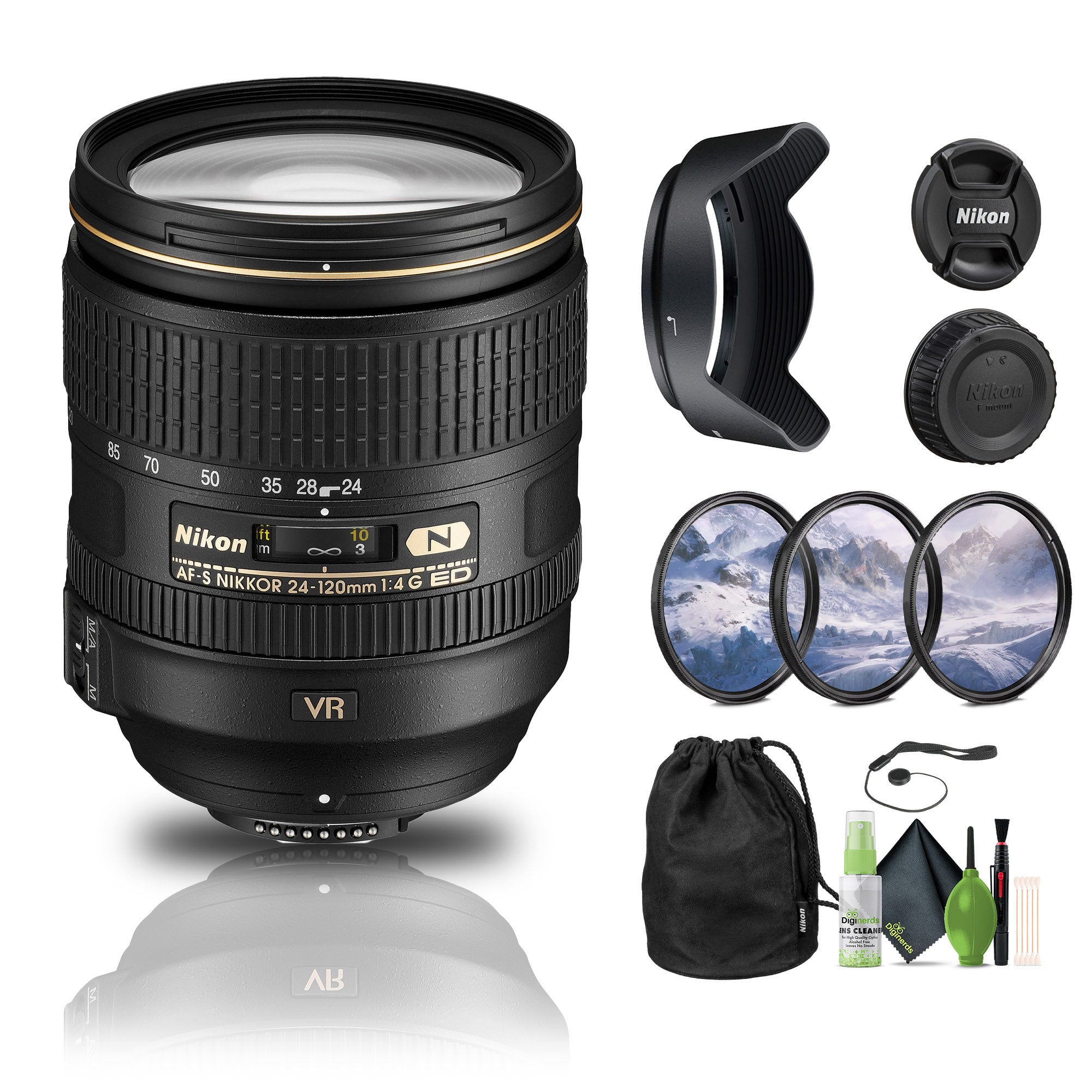 Nikon AF-S NIKKOR 24-120mm f/4G ED VR Lens 2193 + Filter Kit + Cap Keeper - Bundle