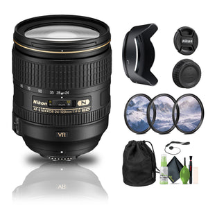 Nikon AF-S NIKKOR 24-120mm f/4G ED VR Lens 2193 + Filter Kit + Cap Keeper - Bundle