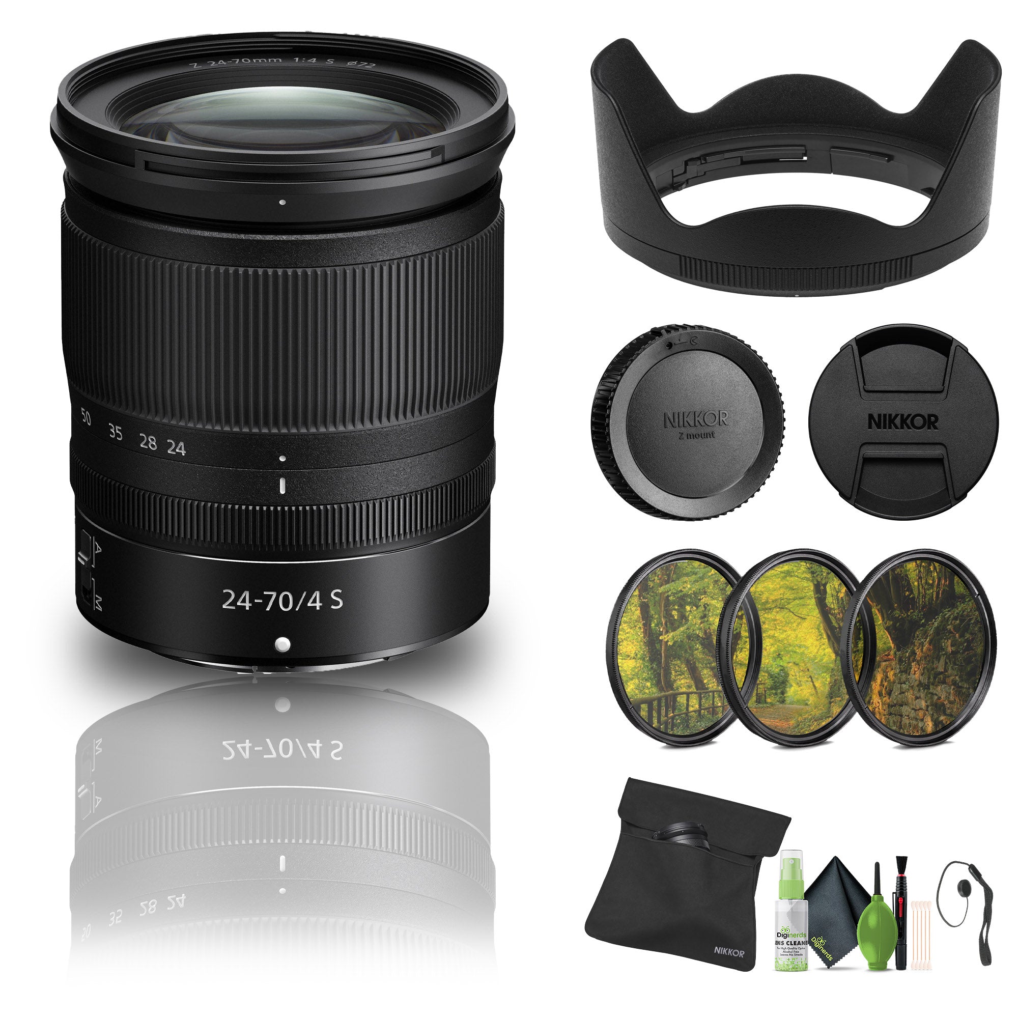 Nikon NIKKOR Z 24-70mm f/4 S Lens 20072 + Filter Kit + Cap Keeper + Cleaning Kit - Bundle