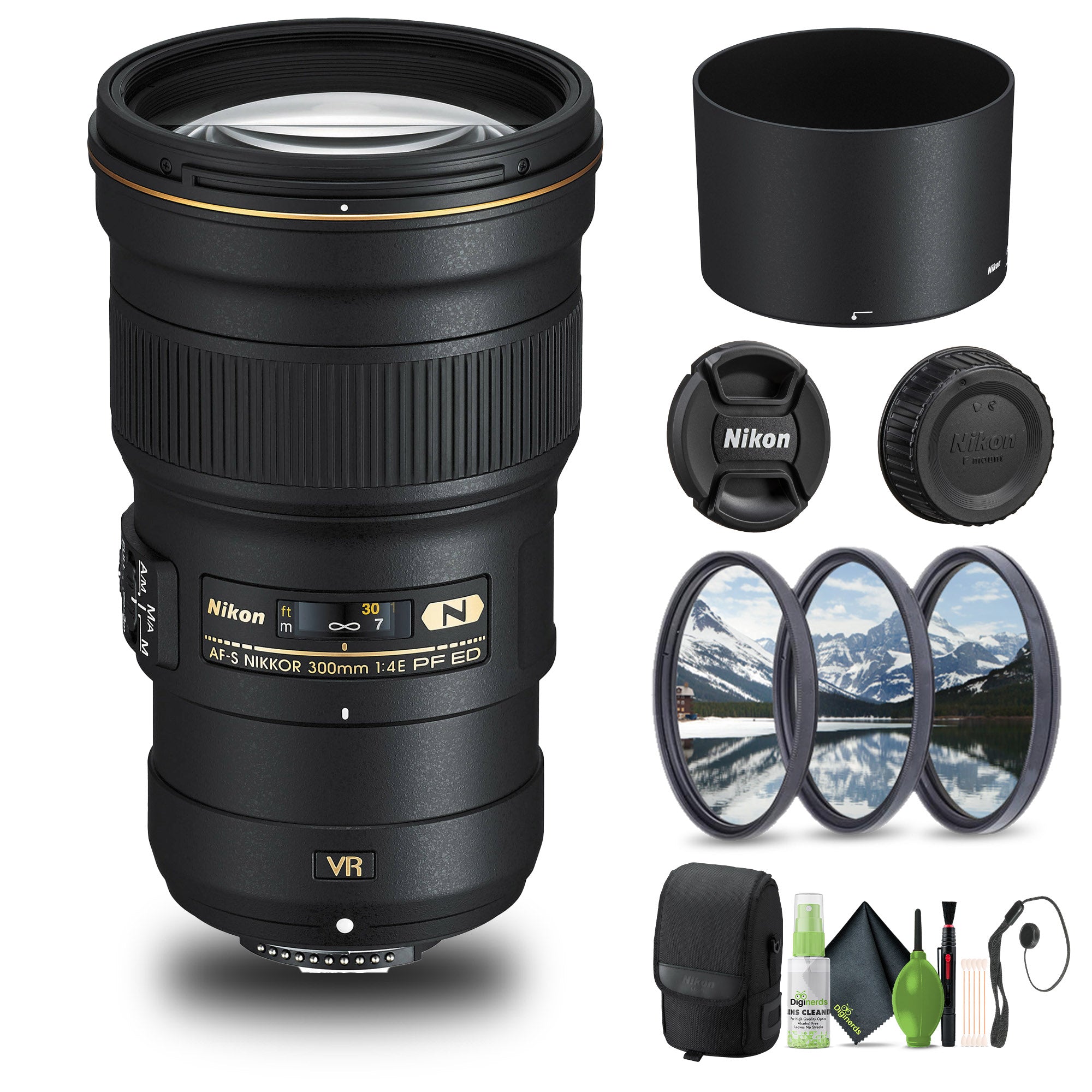 Nikon AF-S NIKKOR 300mm f/4E PF ED VR Lens 2223 + Filter Kit + Cap Keeper - Bundle