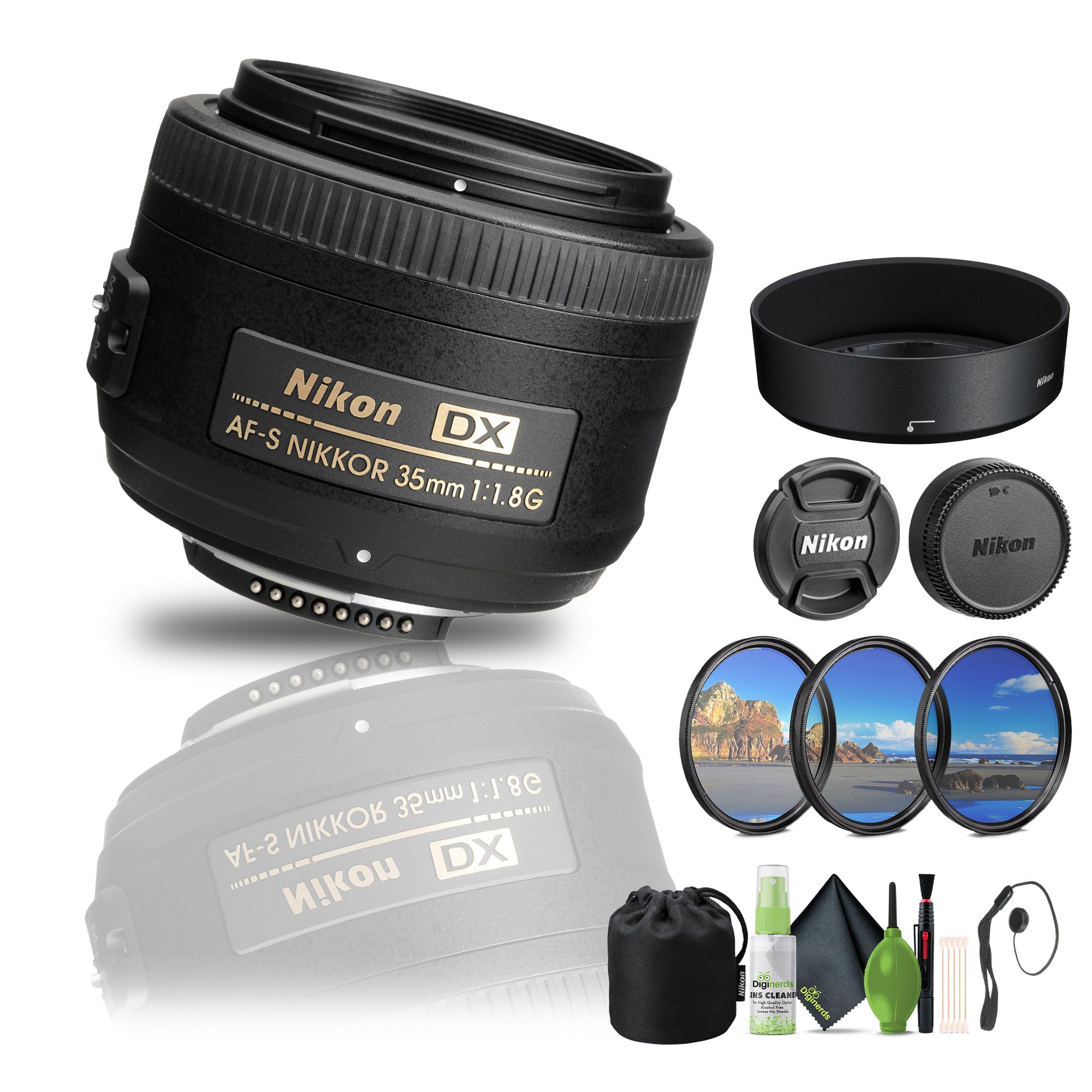 Nikon - AF-S DX NIKKOR 35mm f/1.8G Standard Lens 2183 + Filter Kit + Cap Keeper - Bundle Nikon