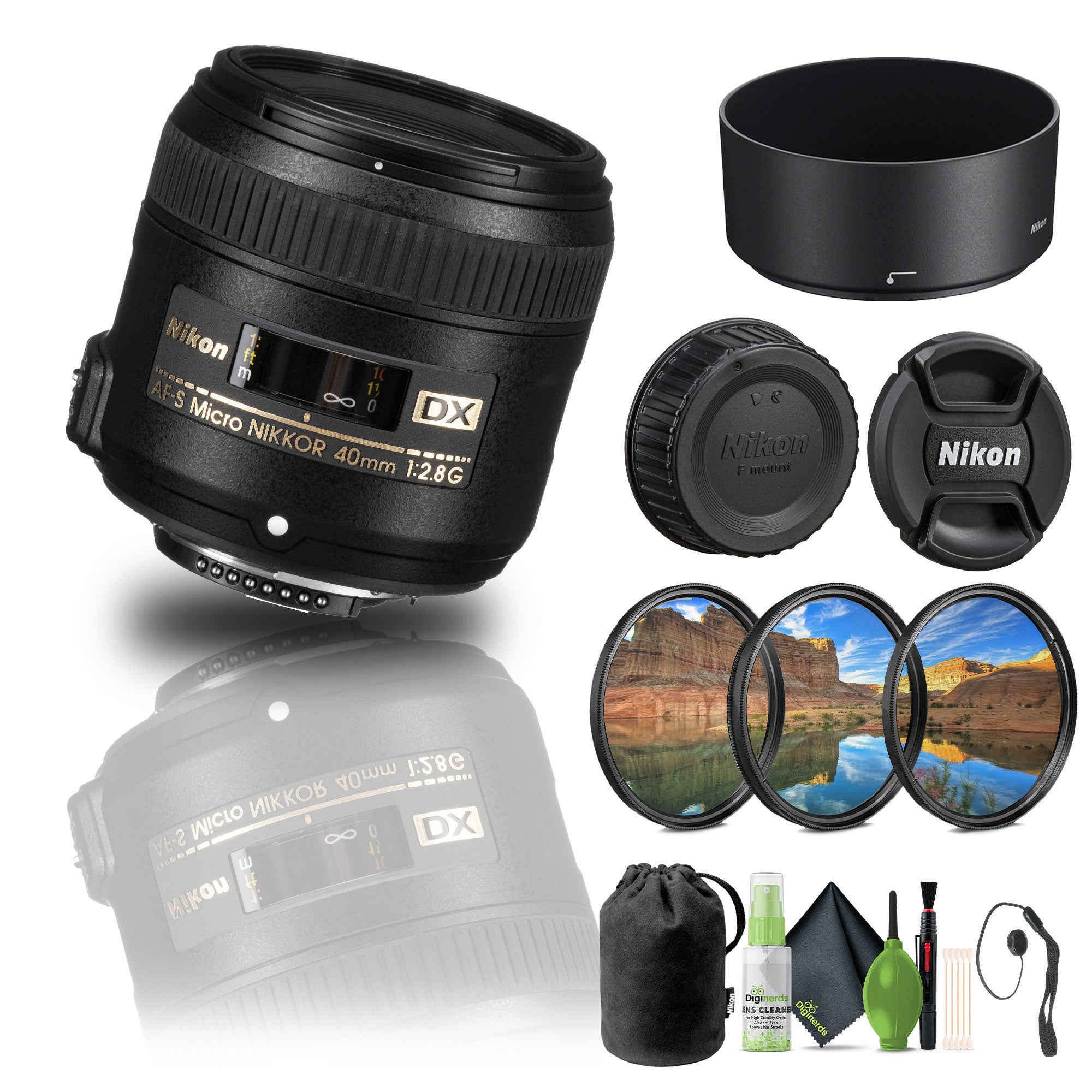 Nikon - AF-S DX Micro-NIKKOR 40mm f/2.8G Macro Lens 2200 + Filter Kit + Cap Keeper - Bundle