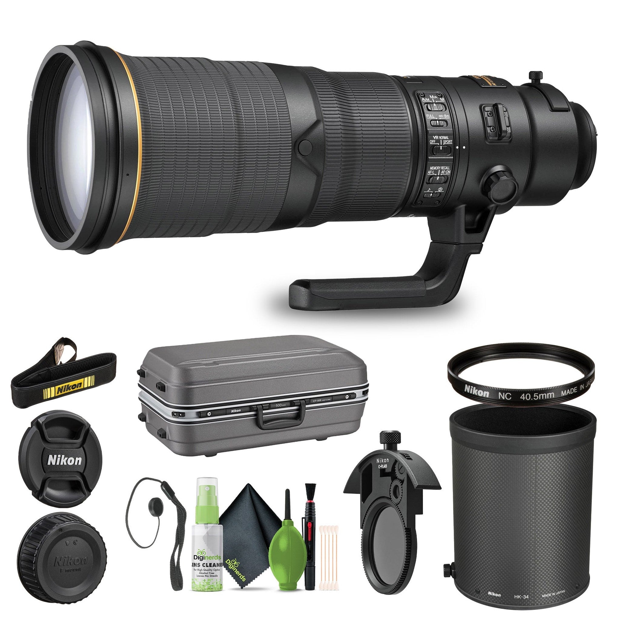 Nikon AF-S NIKKOR 500mm f/4E FL ED VR Lens 20053 + Cap Keeper + Cleaning Kit - Bundle