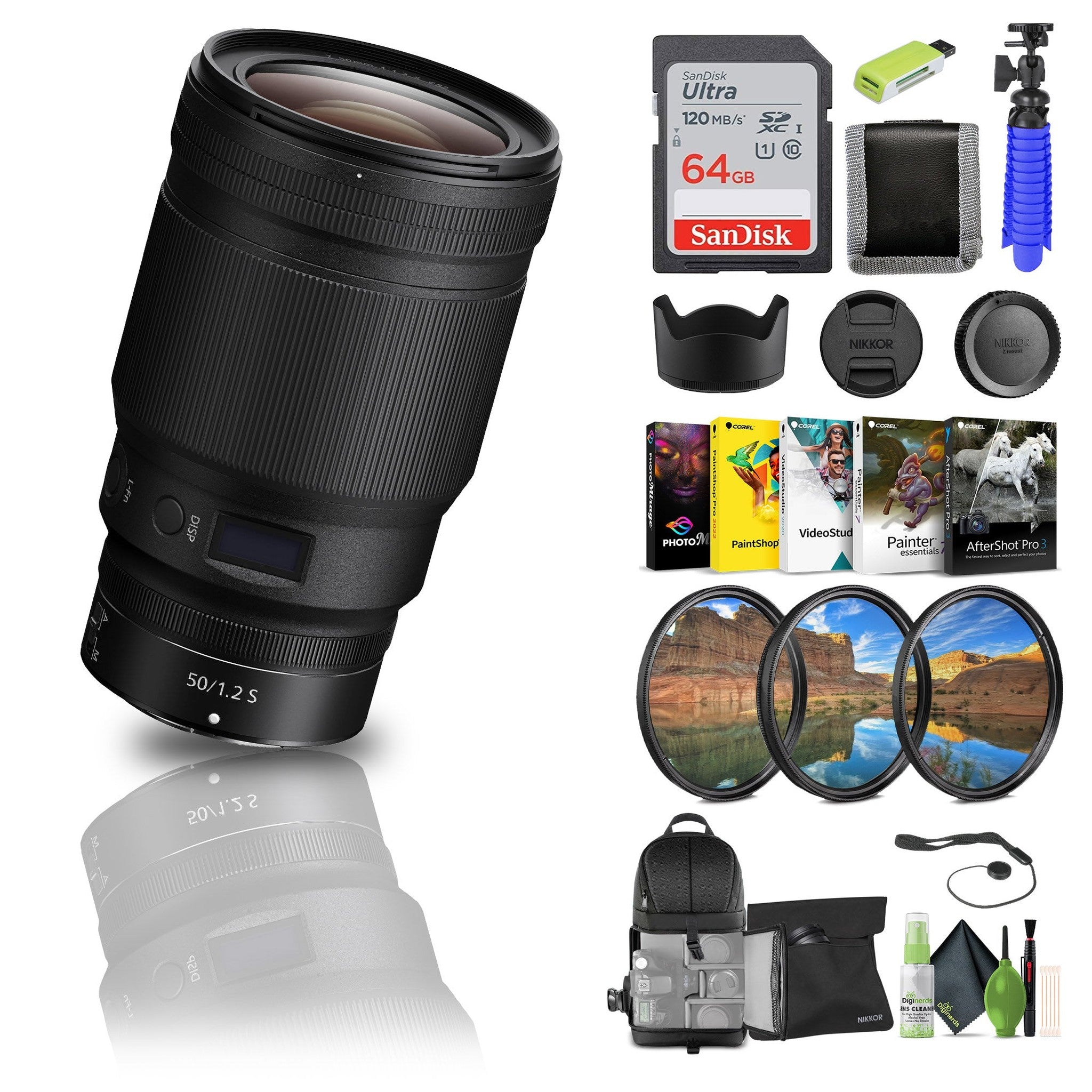 Nikon NIKKOR Z 50mm f/1.2 S Standard Prime Lens for Nikon Z Cameras 20095 + 64GB Card - Bundle Nikon