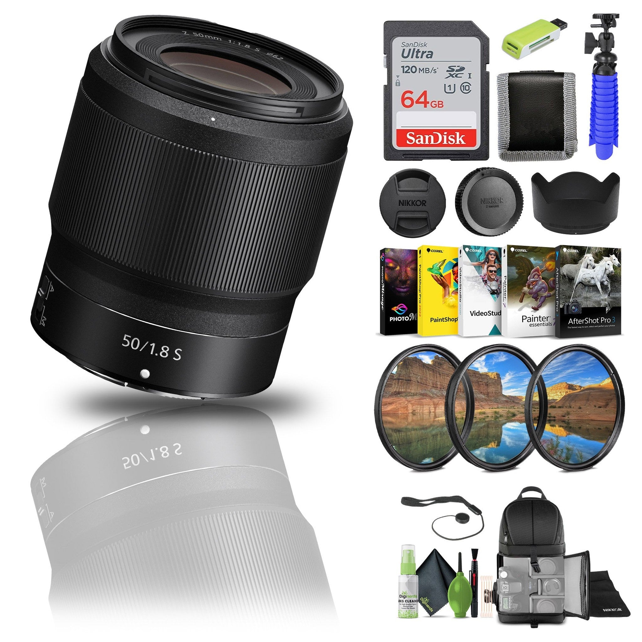 Nikon NIKKOR Z 50mm f/1.8 S Standard Lens for Nikon Z Cameras 20083 + 64GB Card - Bundle Nikon