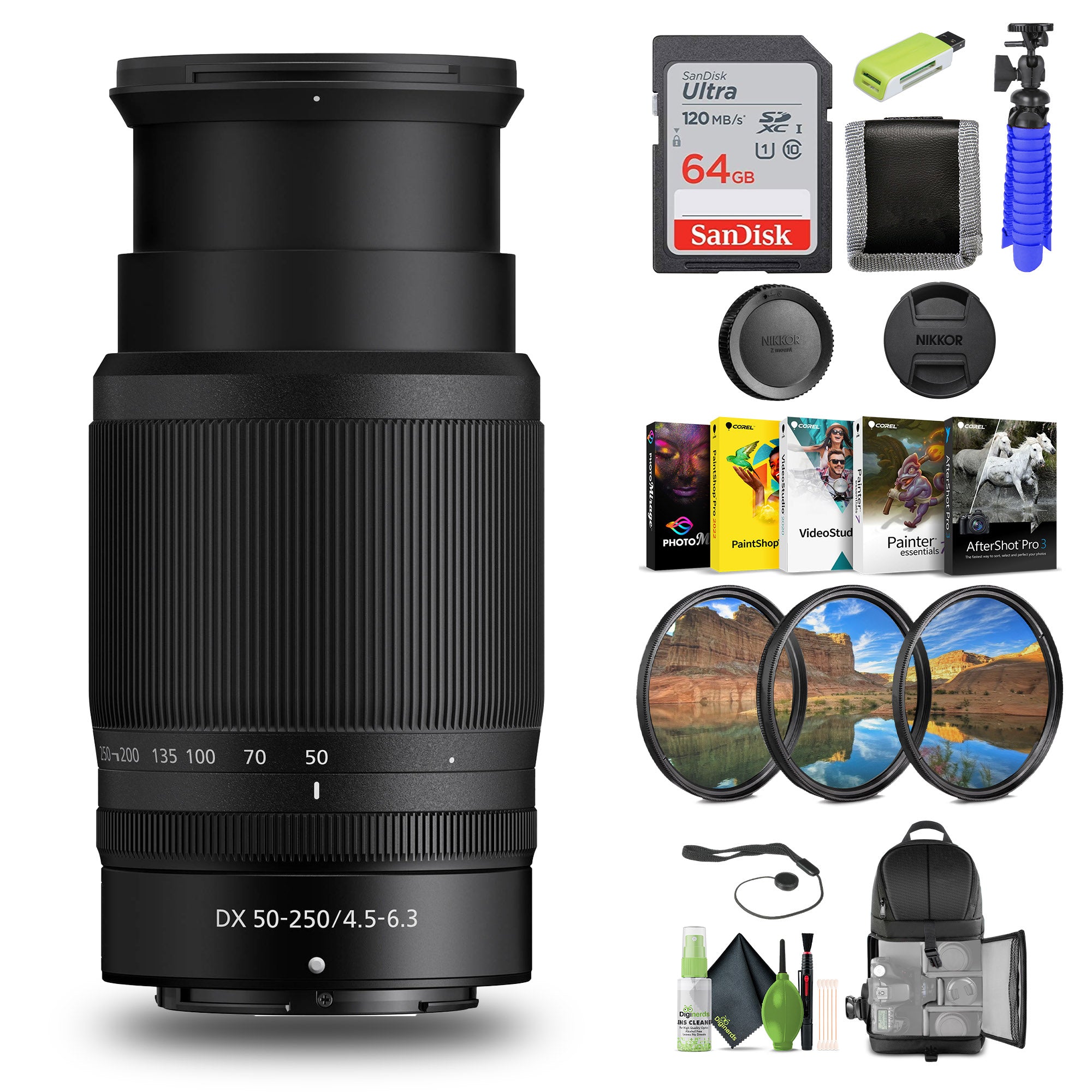 Nikon NIKKOR Z DX 50-250mm f/4.5-6.3 VR Telephoto Zoom Lens for Nikon Z Series - Bundle