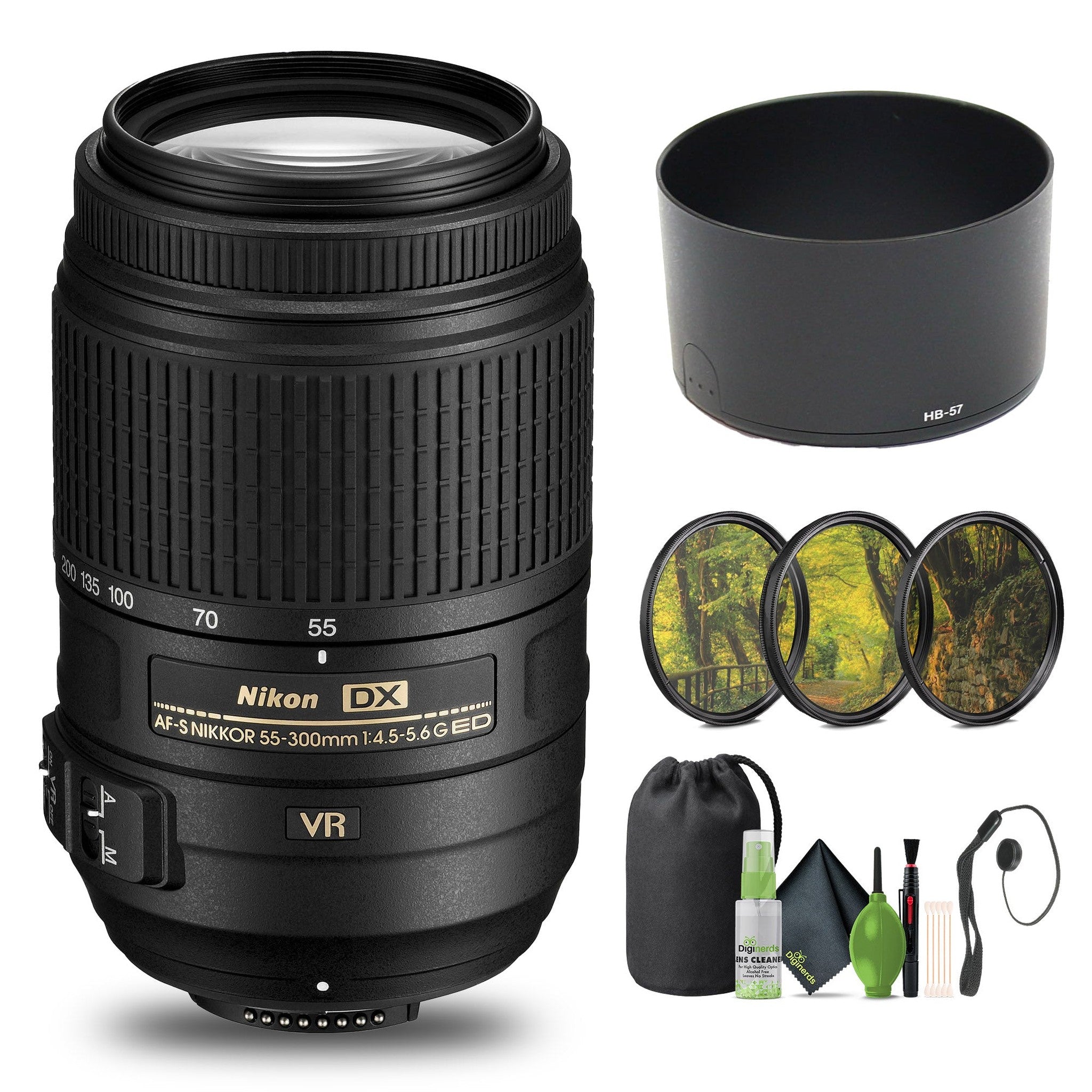 Nikon - AF-S DX NIKKOR 55-300mm f/4.5-5.6G ED VR Telephoto Zoom Lens 2197 - Bundle Nikon