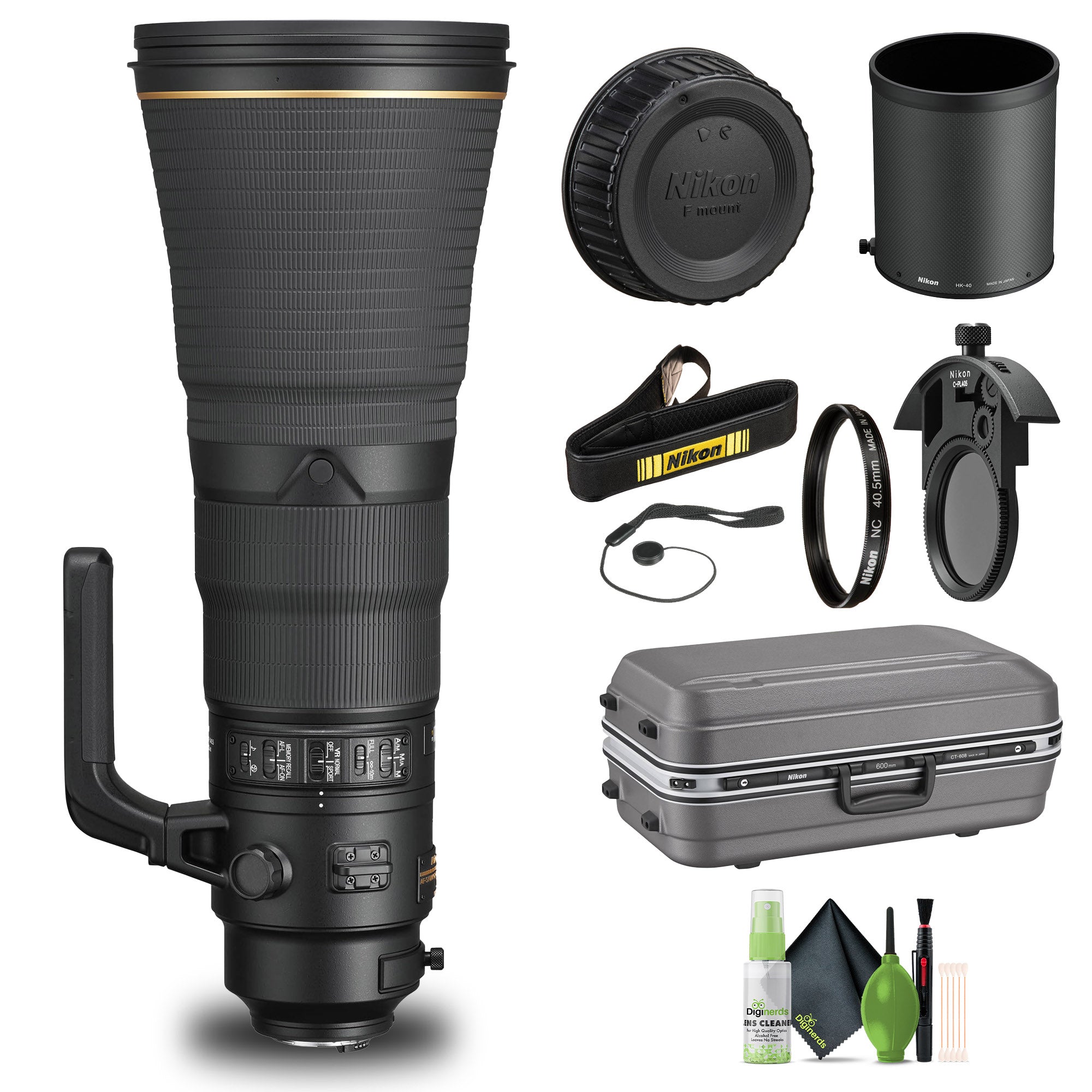 Nikon AF-S NIKKOR 600mm f/4E FL ED VR Lens 20054 + Cap Keeper + Cleaning Kit - Bundle