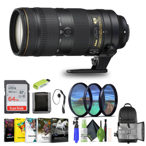 Nikon - AF-S NIKKOR 70-200mm f/2.8E FL ED VR Telephoto Zoom Lens for DSLR Camera - Bundle