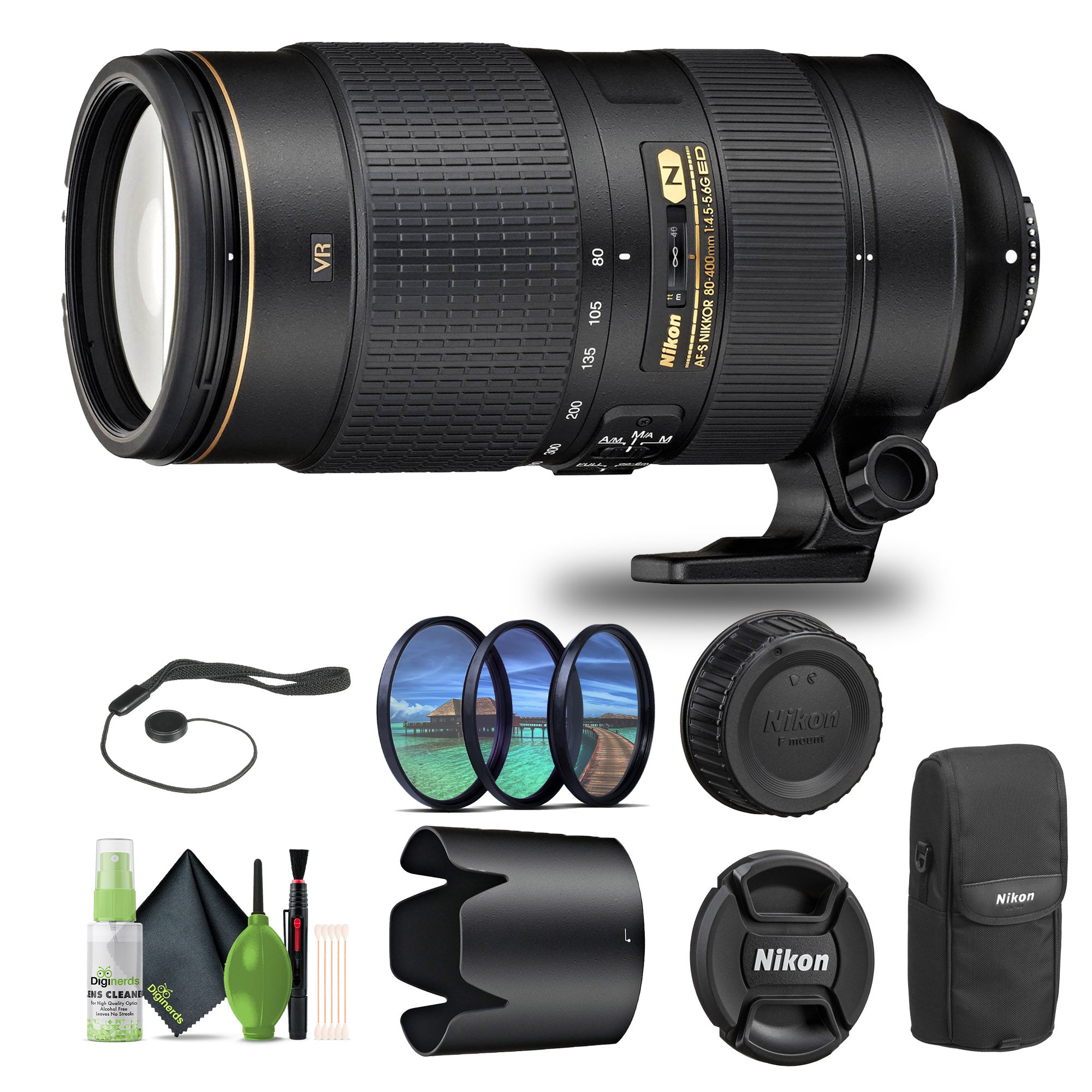 Nikon - AF-S NIKKOR 80-400mm f/4.5-5.6G ED VR Telephoto Zoom Lens 2008 + Filters - Bundle