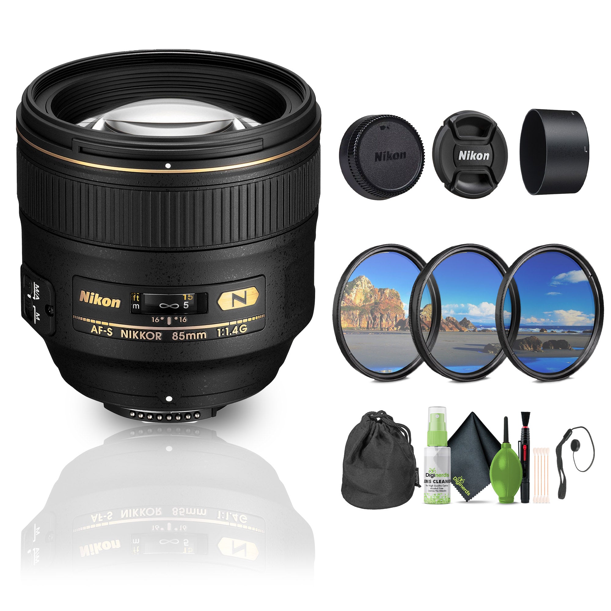 Nikon AF-S NIKKOR 85mm f/1.4G Auto Focus Lens (2195) Bundle