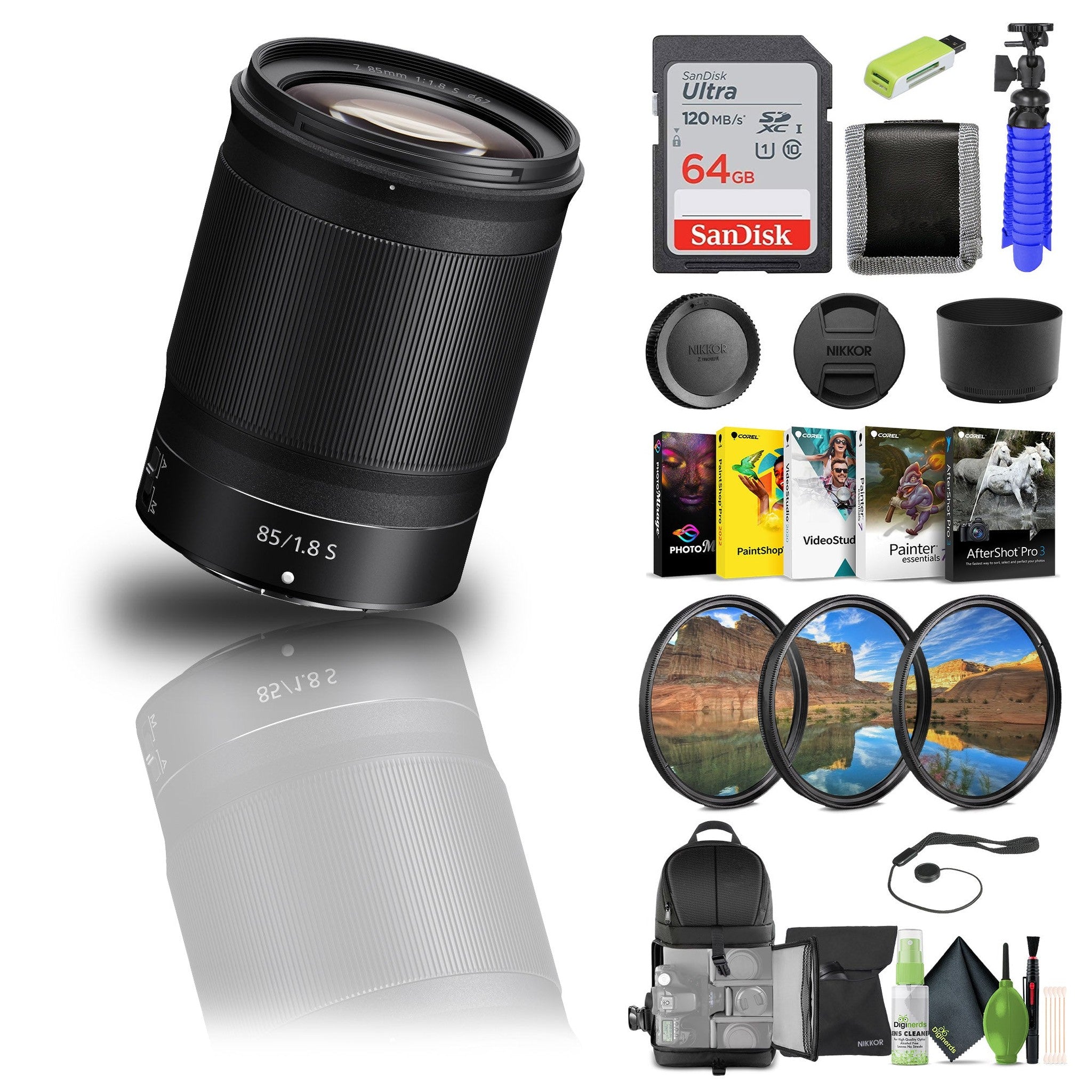 NIKKOR Z 85mm f/1.8 S Telephoto Lens for Nikon Z Cameras 20090 + 64GB Memory Card - Bundle Nikon