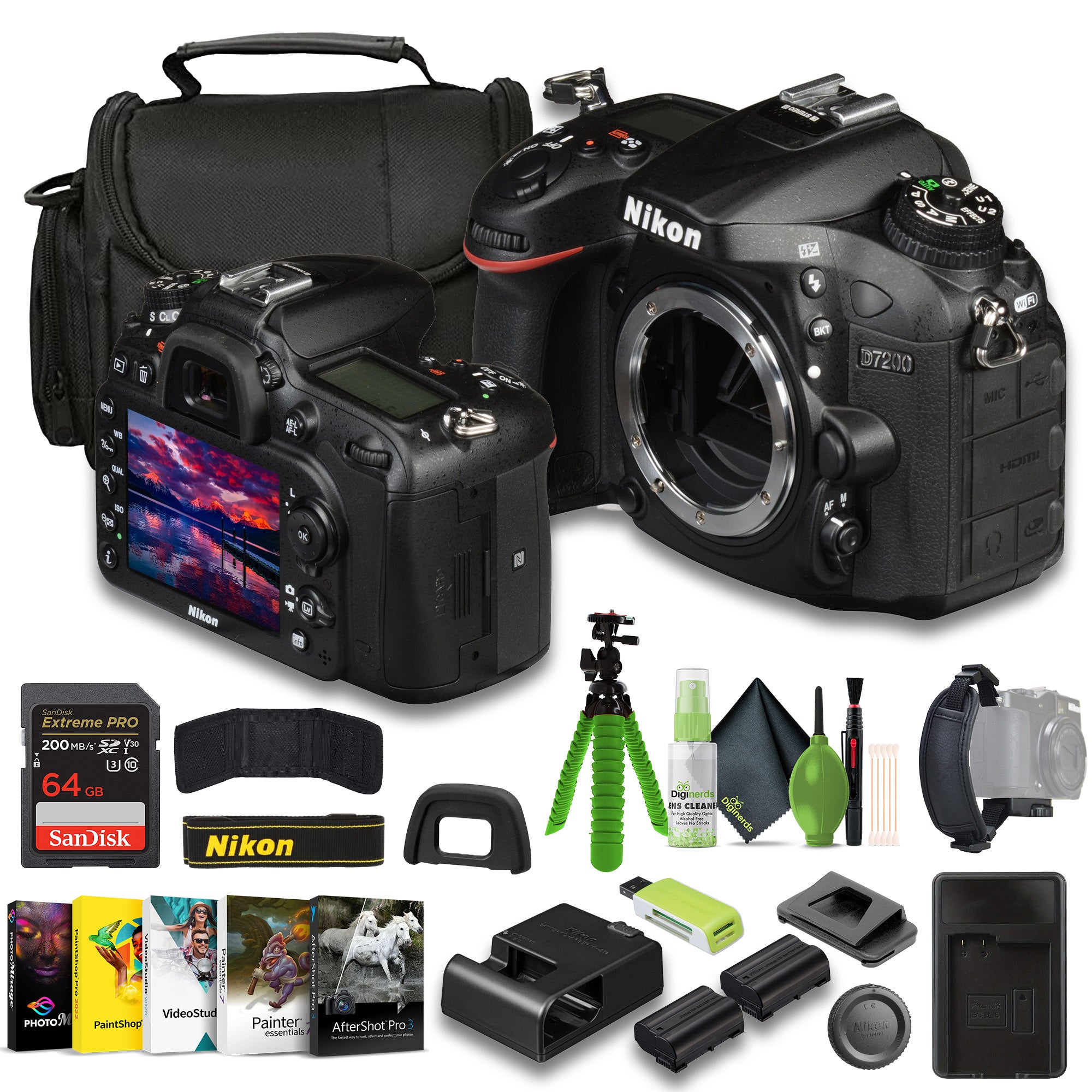 Nikon D7200 24.2 MP DX-Format Digital SLR Camera (1554) Bundle