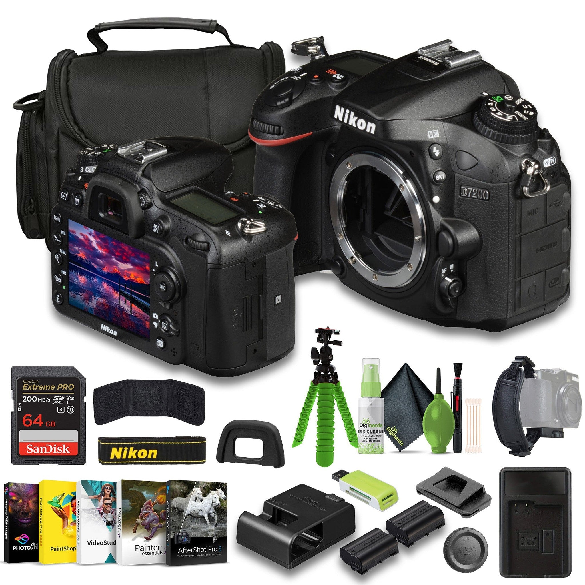 Nikon D7200 24.2 MP DX-Format Digital SLR Camera 1554 Bundle Nikon