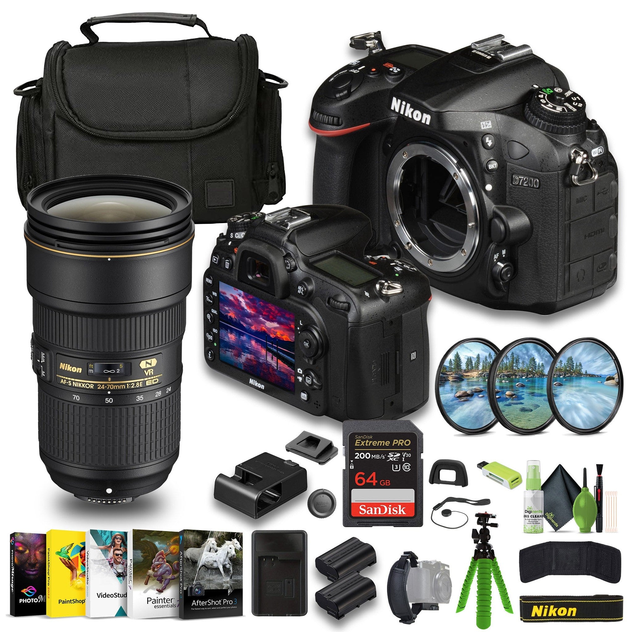 Nikon D7200 24.2 MP DX-Format Digital SLR Camera 1554 Bundle - Reconditioned Nikon
