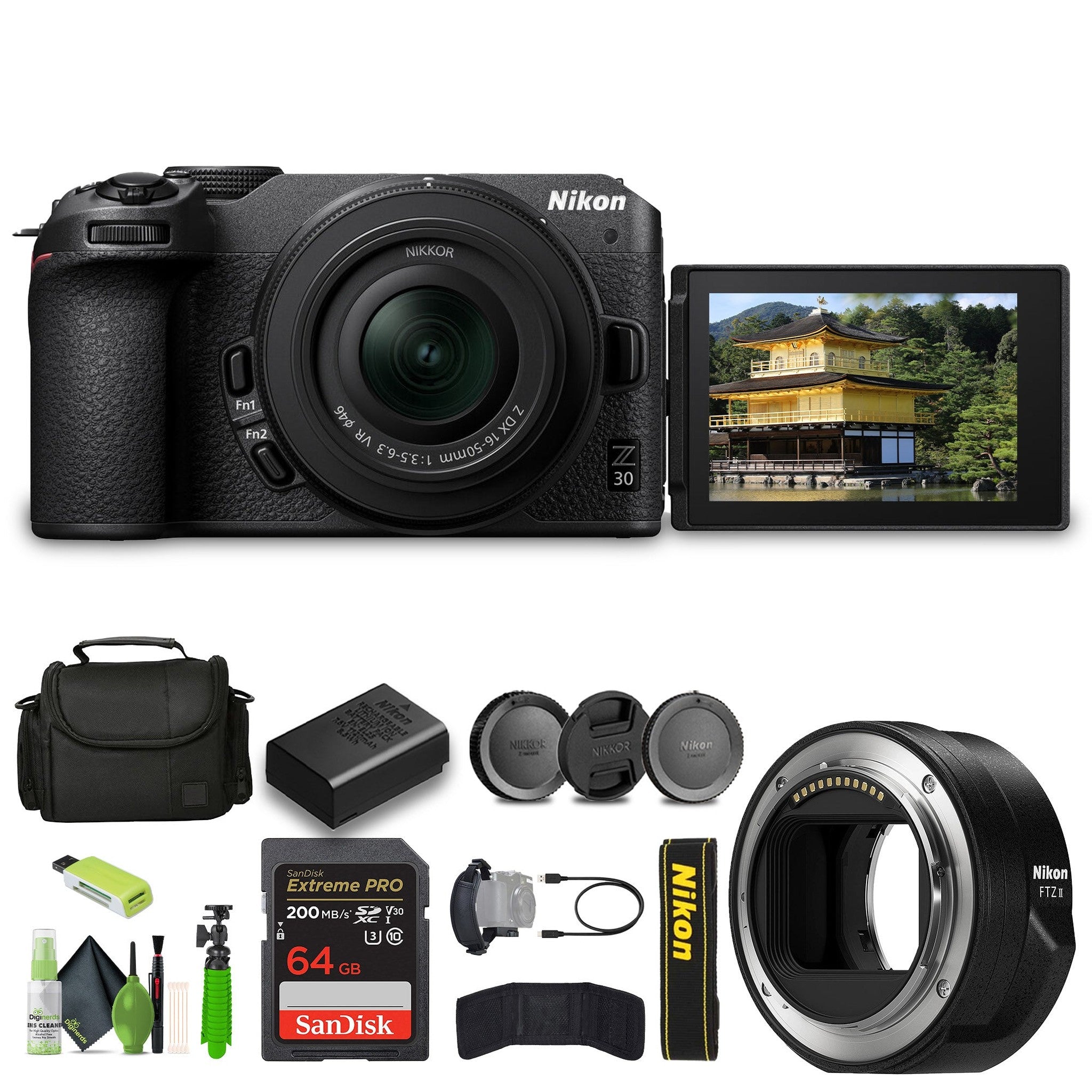 Nikon Z30 Lightweight Mirrorless Camera with 16-50mm Zoom Lens 1749 Bundle - Reconditioned Nikon