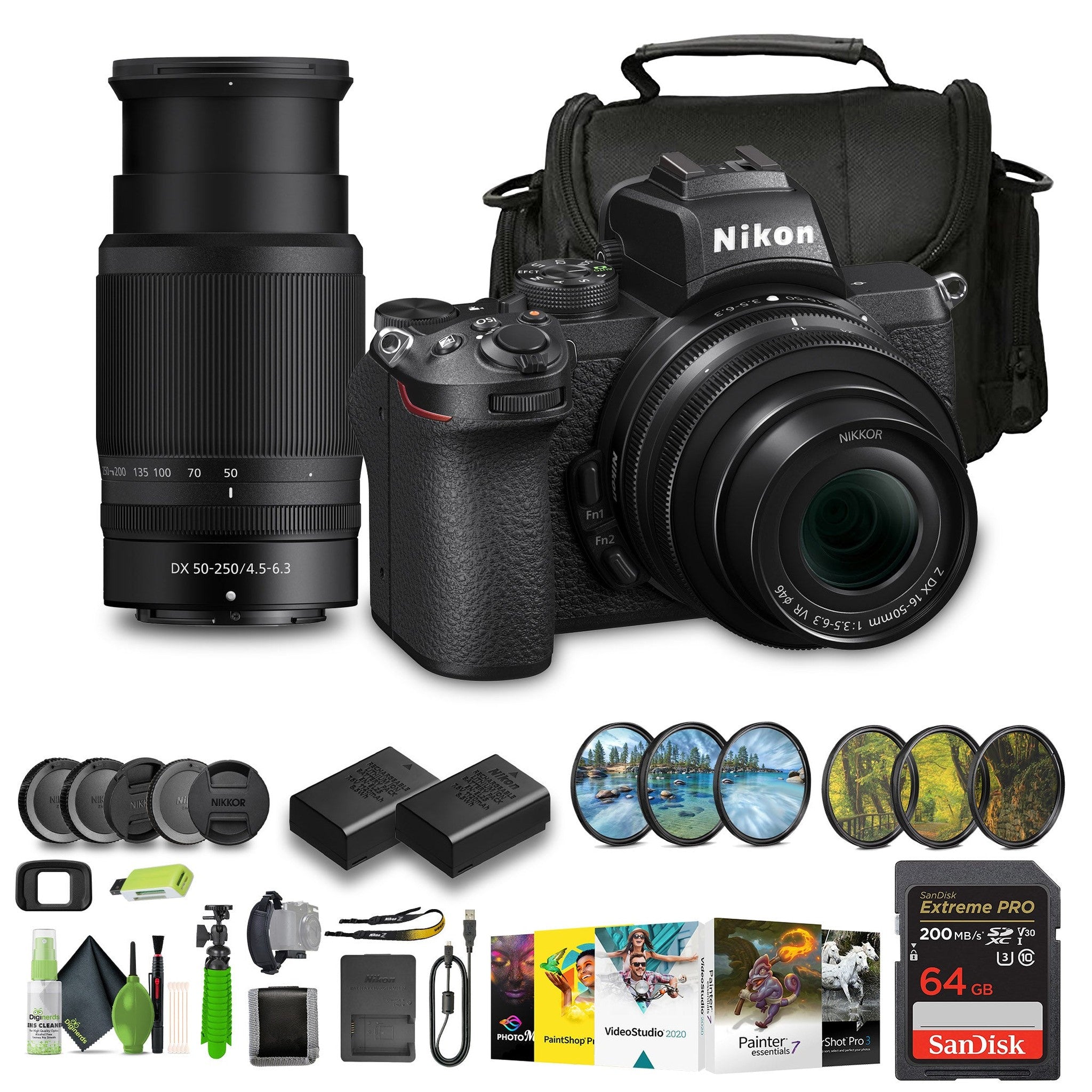 Nikon Z50 Compact Lightweight Mirrorless Camera with 16-50mm and 50-250mm Lenses 1632 Bundle Nikon