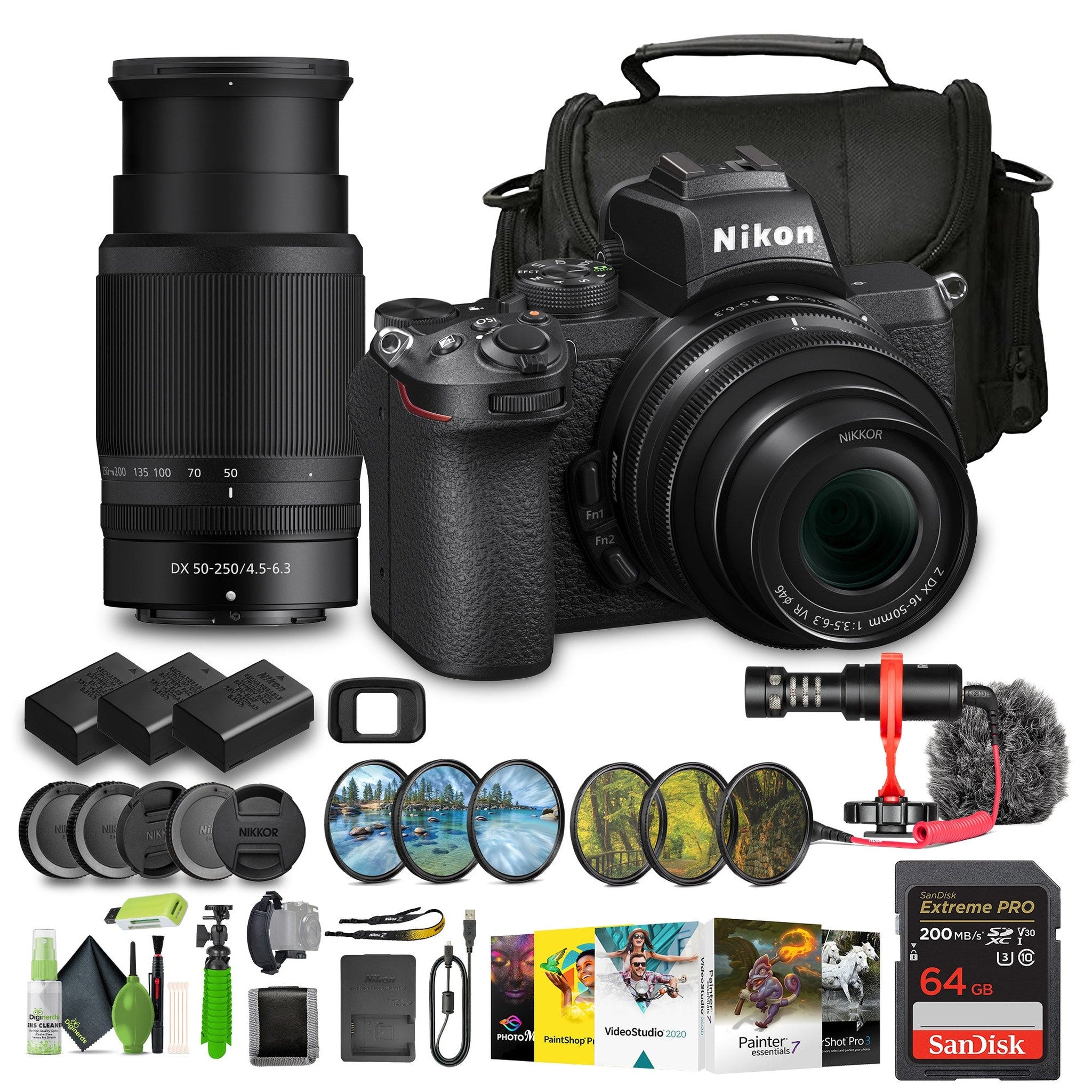 Nikon Z50 Compact Lightweight Mirrorless Camera with 16-50mm and 50-250mm Lenses 1632 Bundle Nikon