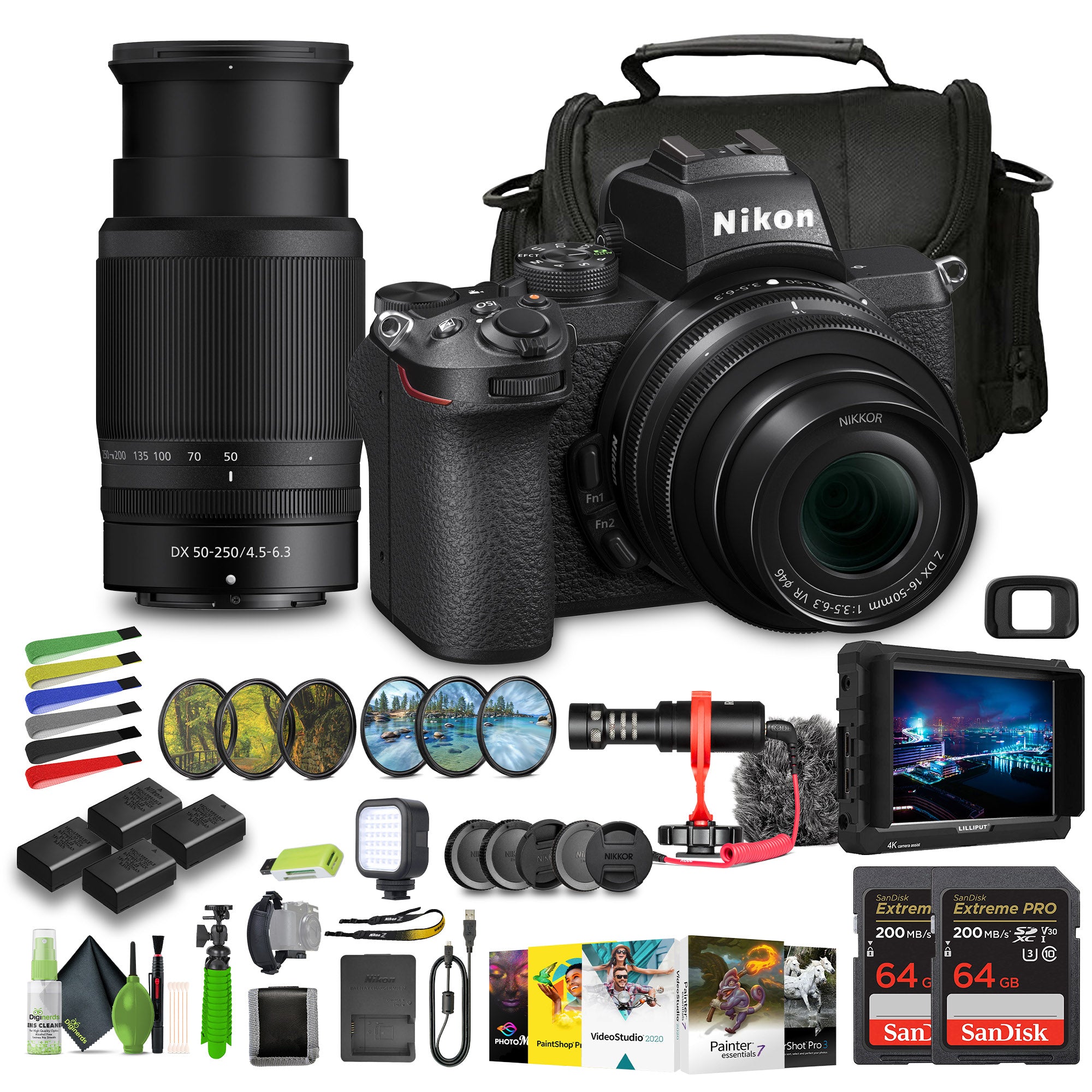 Nikon Z50 Compact Lightweight Mirrorless Camera with 16-50mm and 50-250mm Lenses (1632) Bundle