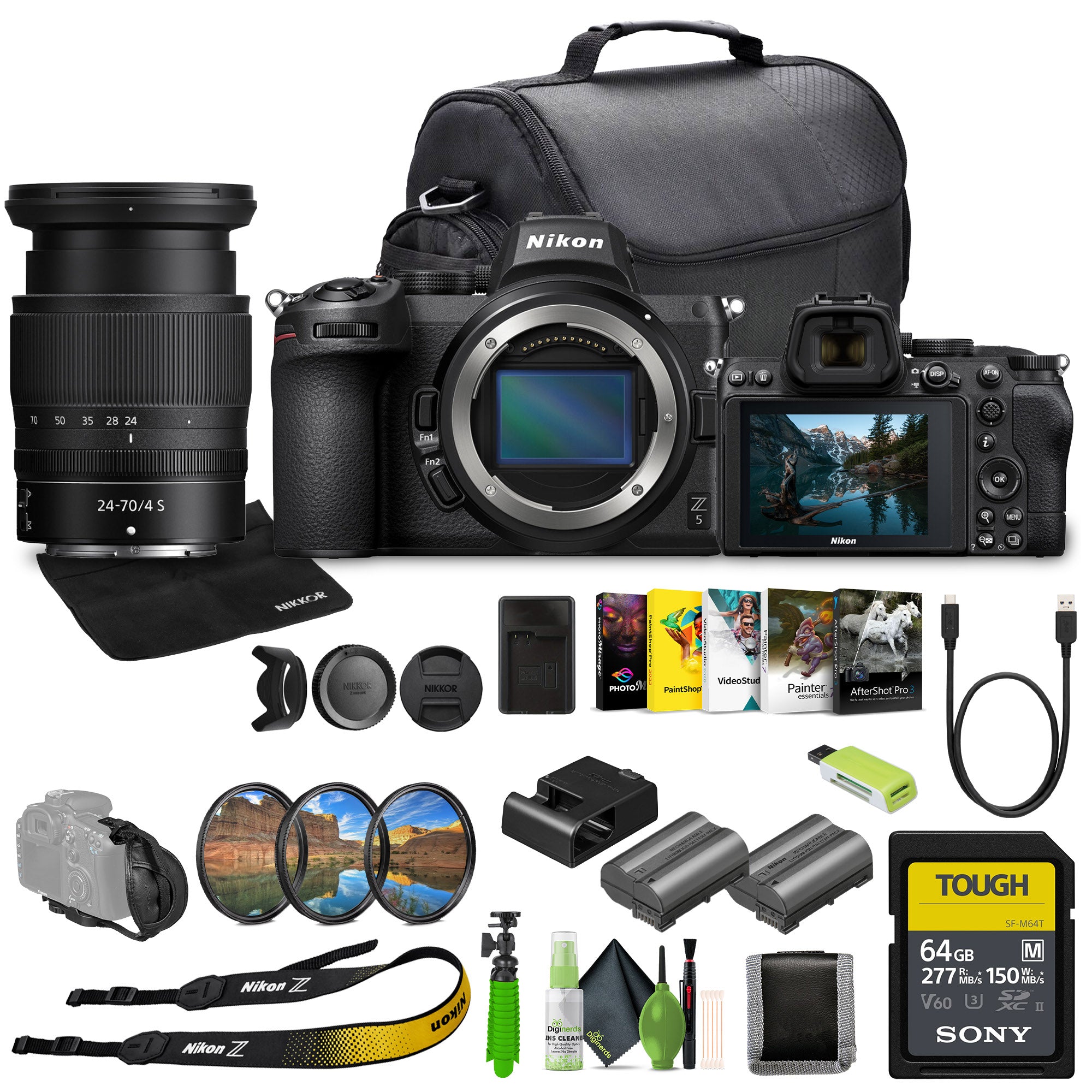 Nikon Z5 Mirrorless Full Frame Camera with 24-70mm f/4 Lens Kit (NIZ52470LK) Bundle