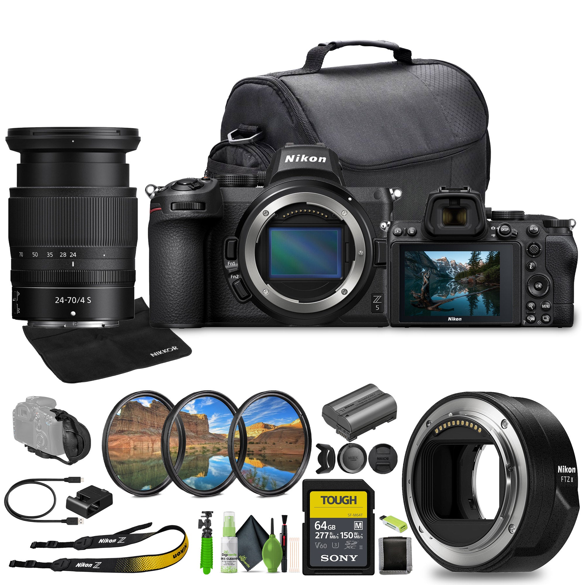 Nikon Z5 Mirrorless Full Frame Camera with 24-70mm f/4 Lens Kit (NIZ52470LK) Bundle