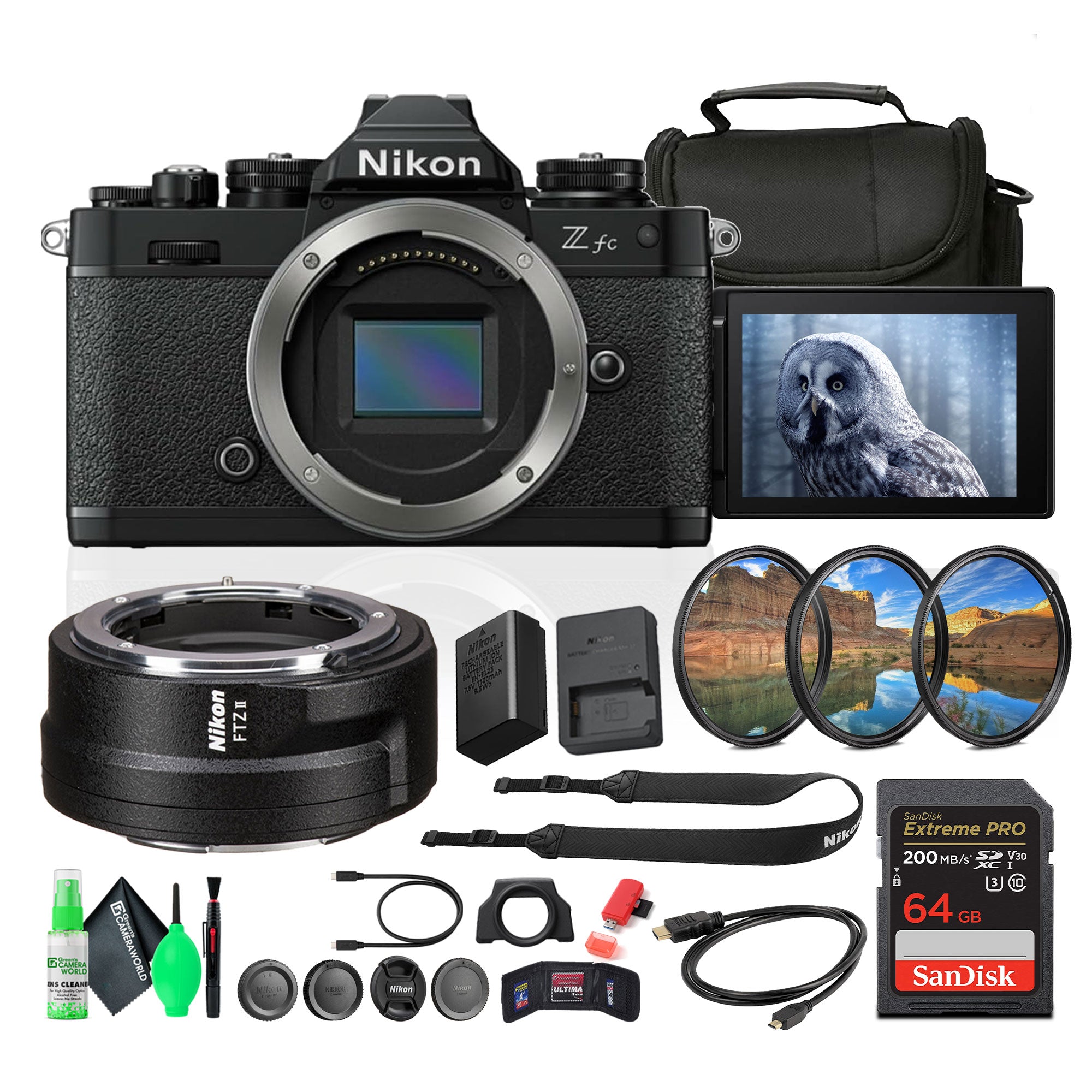 Nikon Z fc DX-Format Mirrorless Camera + Nikon FTZ II Mount Adapter + More
