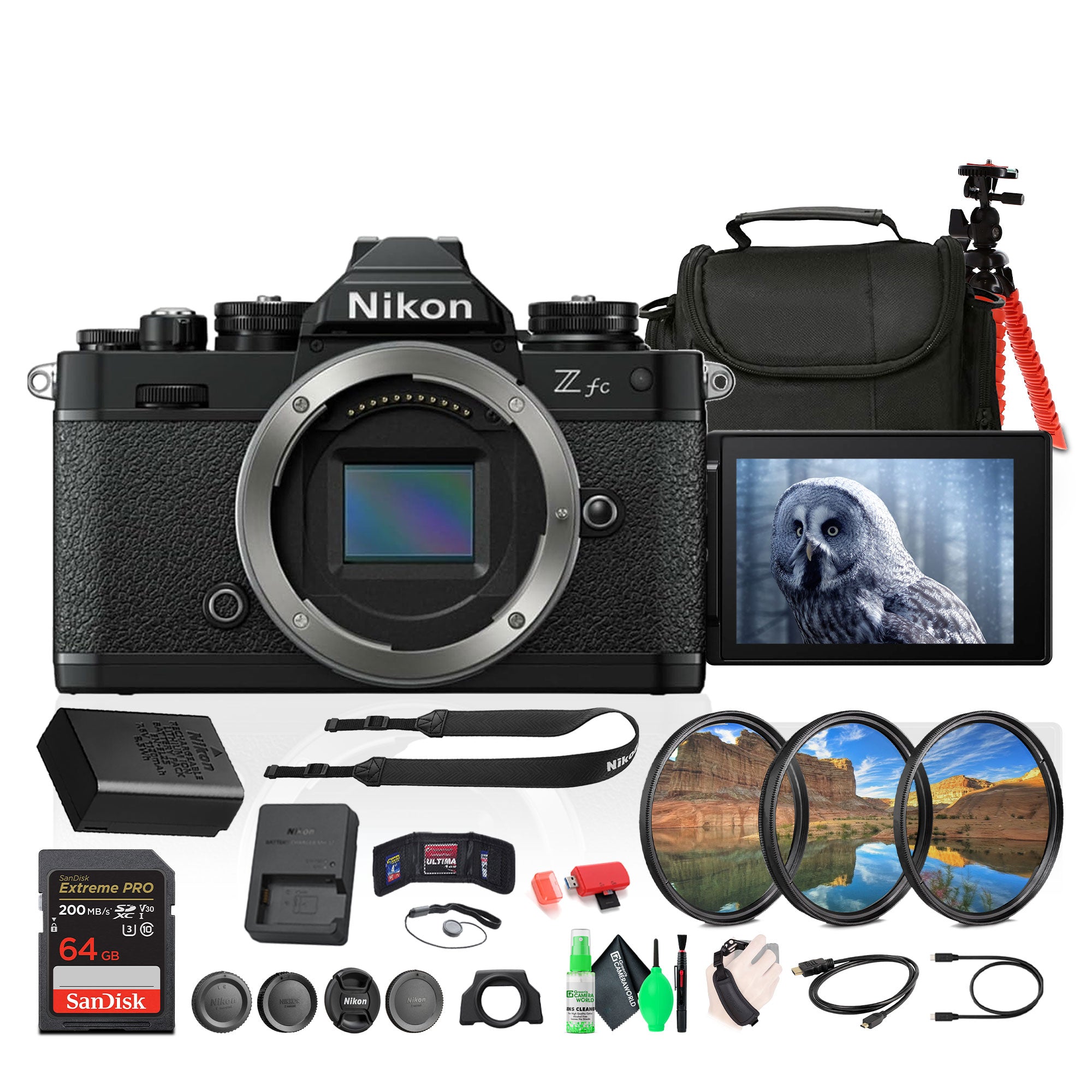 Nikon Z fc DX-Format Mirrorless Camera + 64GB Memory Card + Camera Bag + More