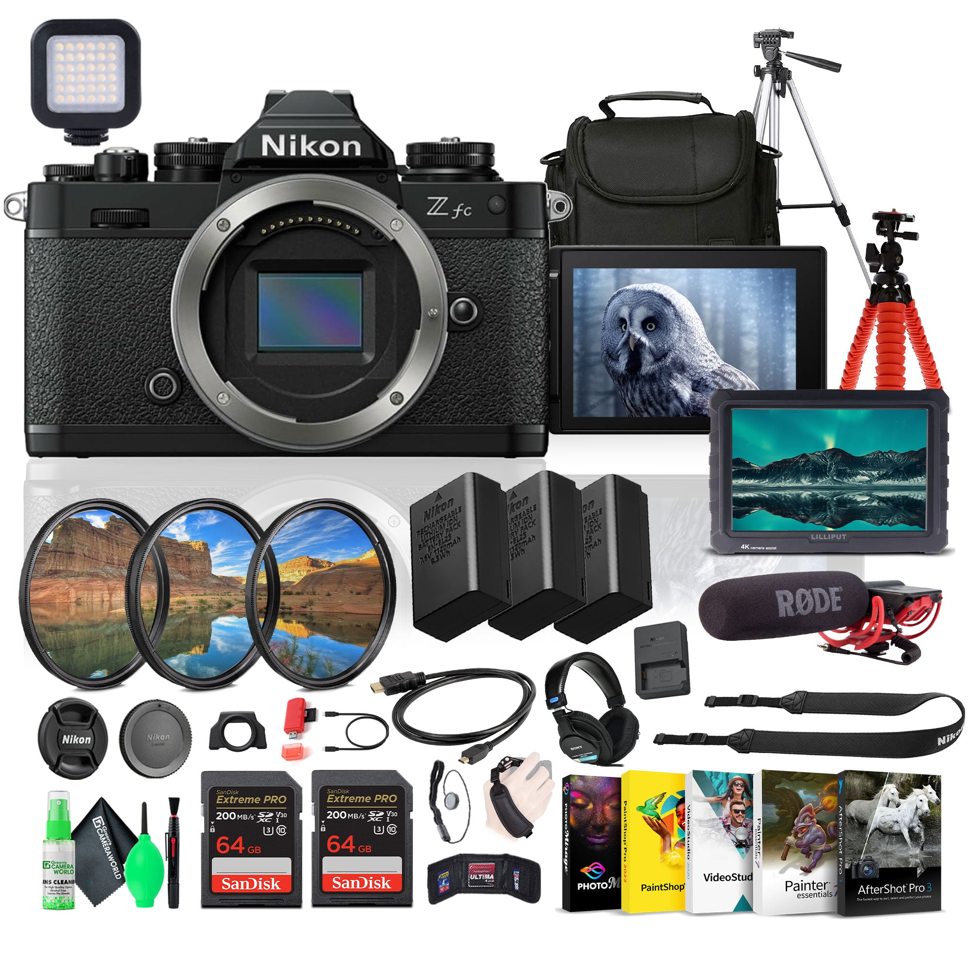 Nikon Z fc DX-Format Mirrorless Camera + Mic + Monitor + Pro HeadPhones + More