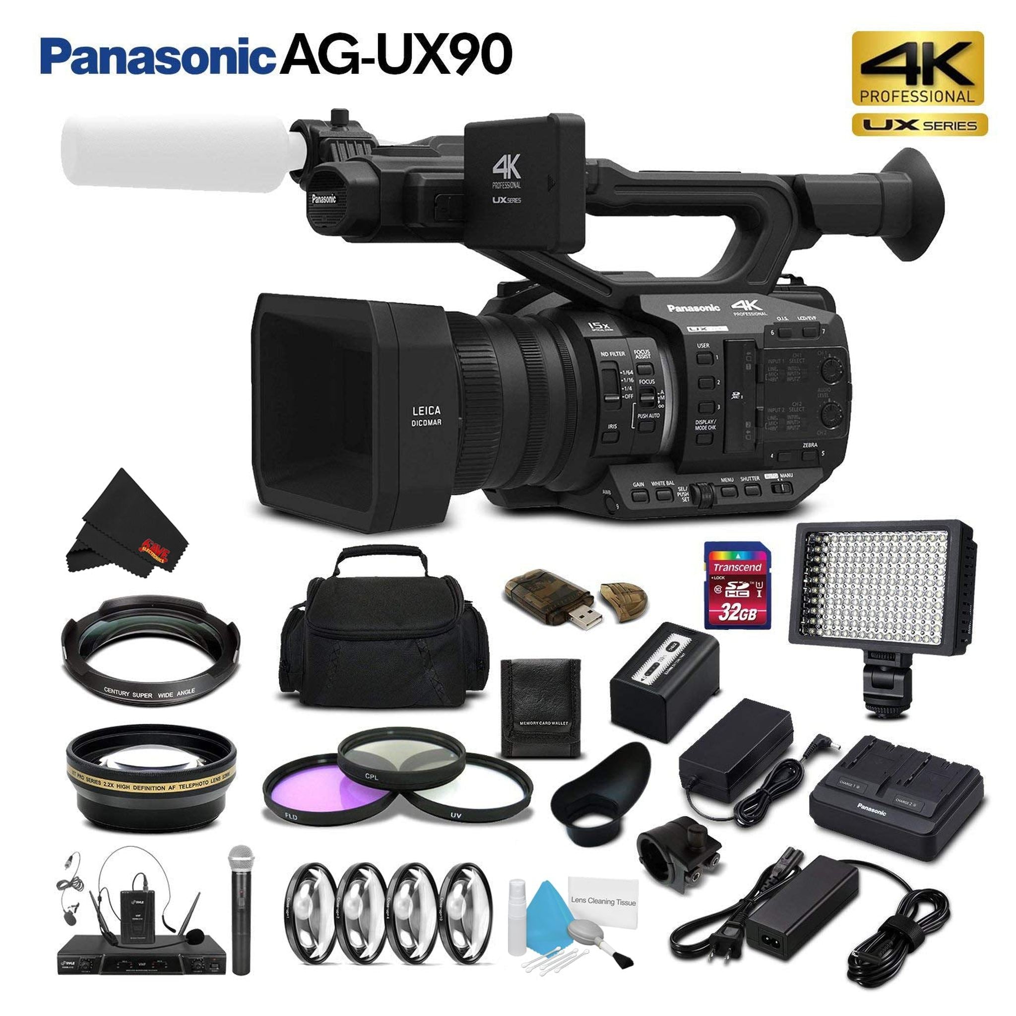 Panasonic AG-UX90 4K/HD Professional Camcorder AG-UX90 International Version Studio Starter Bundle