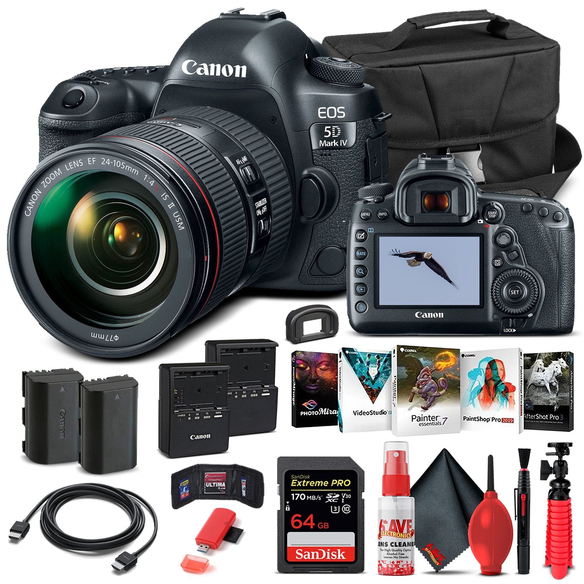 Canon EOS 5D Mark IV Camera W/ 24-105mm f/4L II Lens 1483C010 - Basic Bundle Canon Intl.