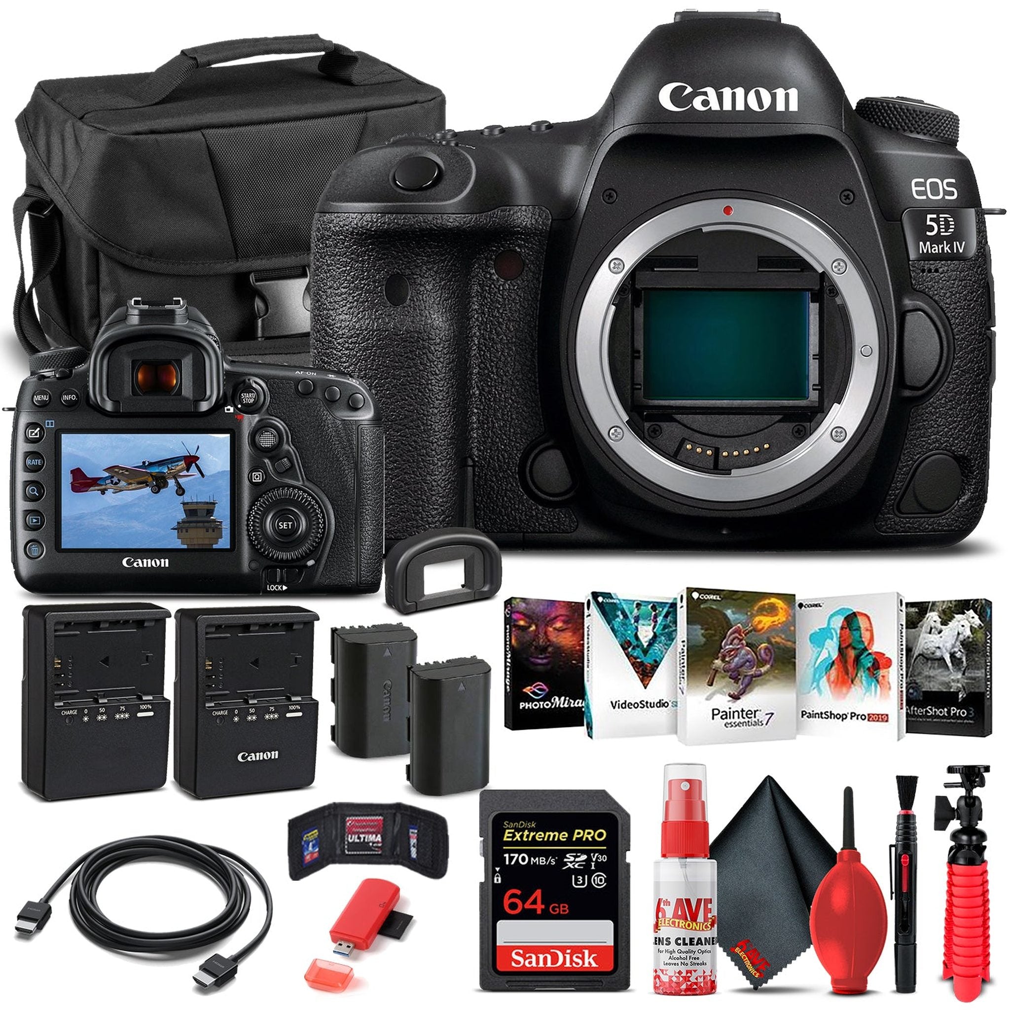 Canon EOS 5D Mark IV DSLR Camera Body Only 1483C002 - Basic Bundle - Reconditioned Canon
