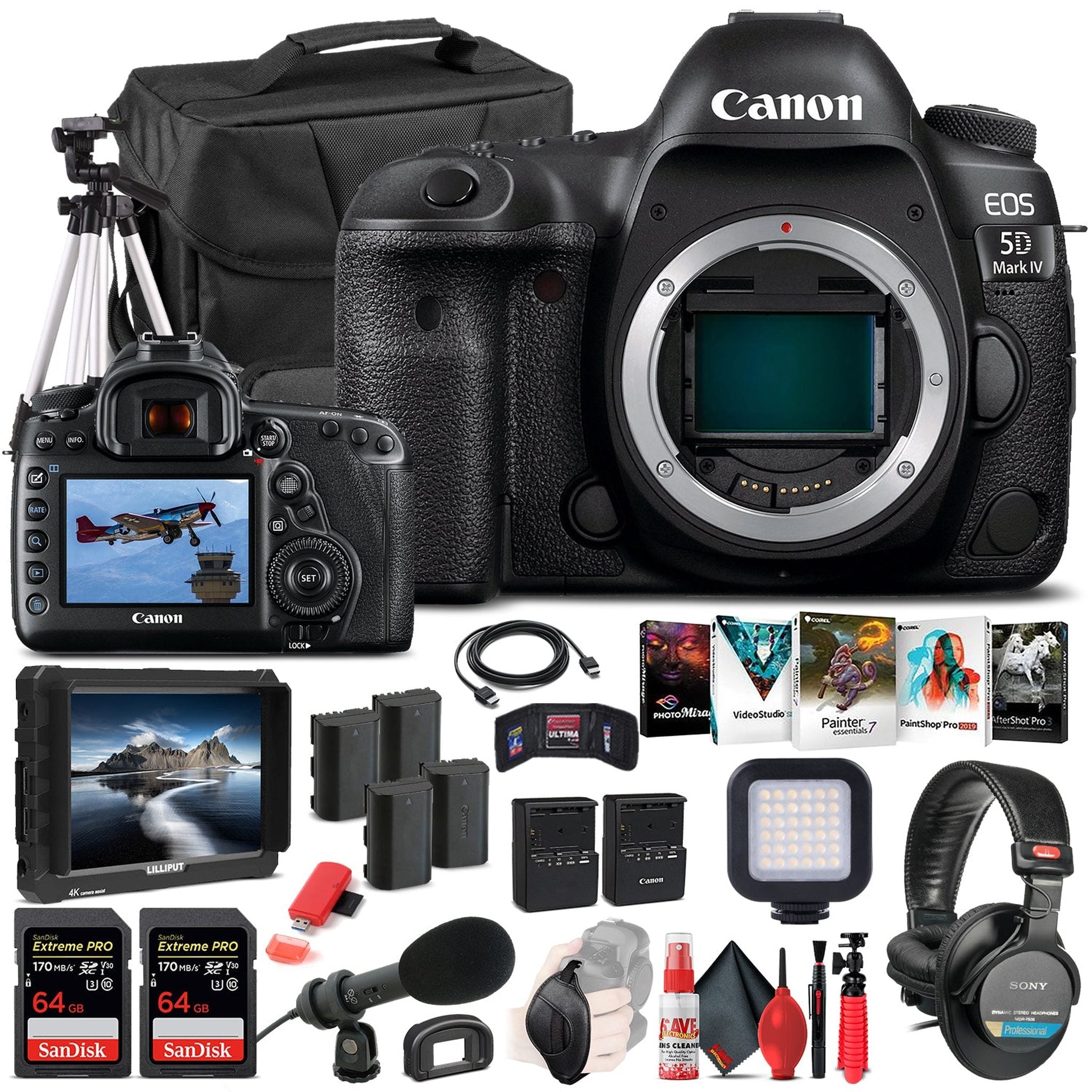 Canon EOS 5D Mark IV DSLR Camera Body Only 1483C002 - Pro Bundle - Reconditioned Canon