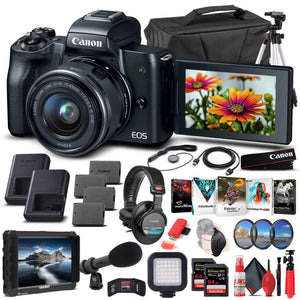 Canon EOS M50 Mirrorless Camera W/ 15-45mm Lens Black 2680C011 - Pro Bundle Canon Intl.