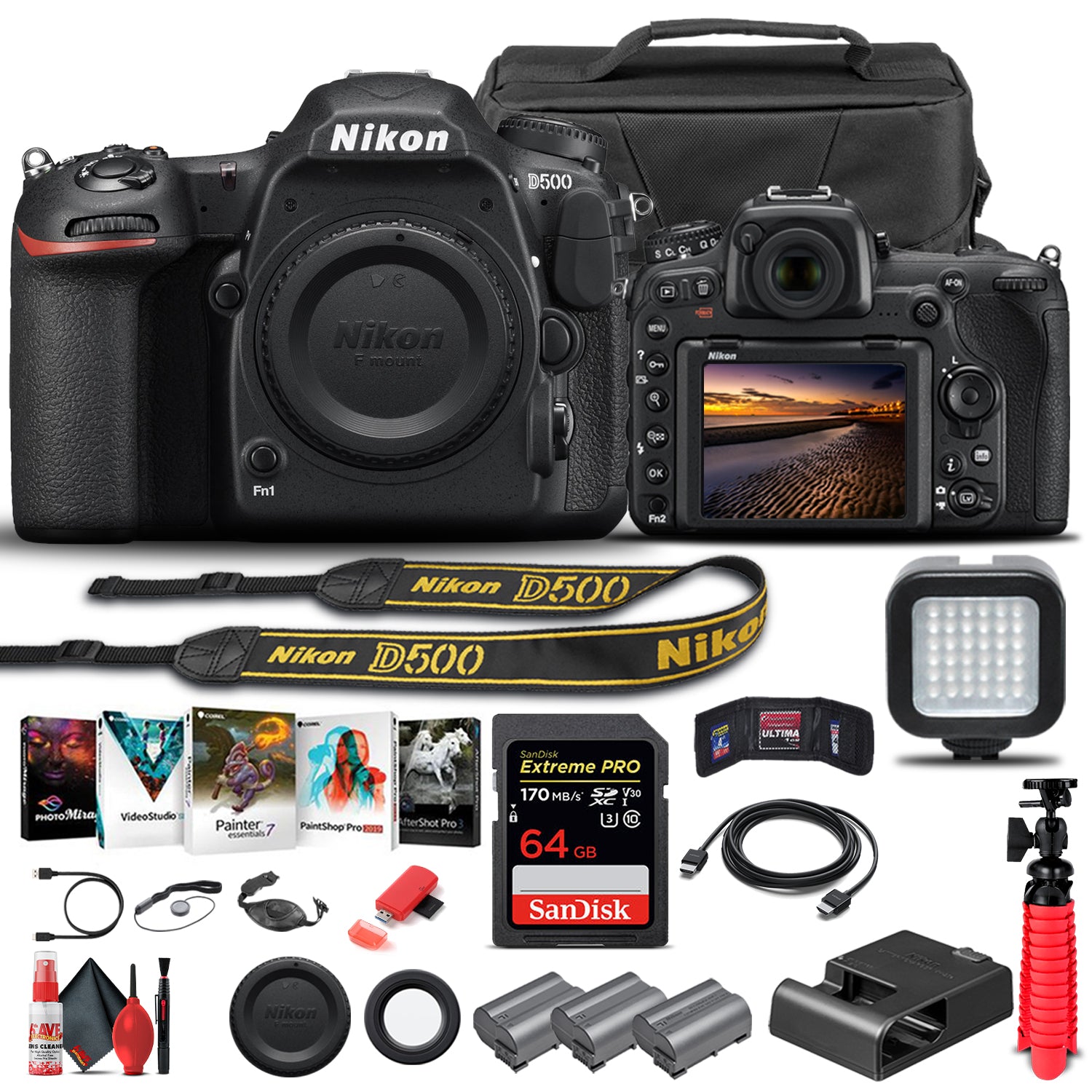 Nikon D500 DSLR Camera Body Only 1559  - Advanced Bundle