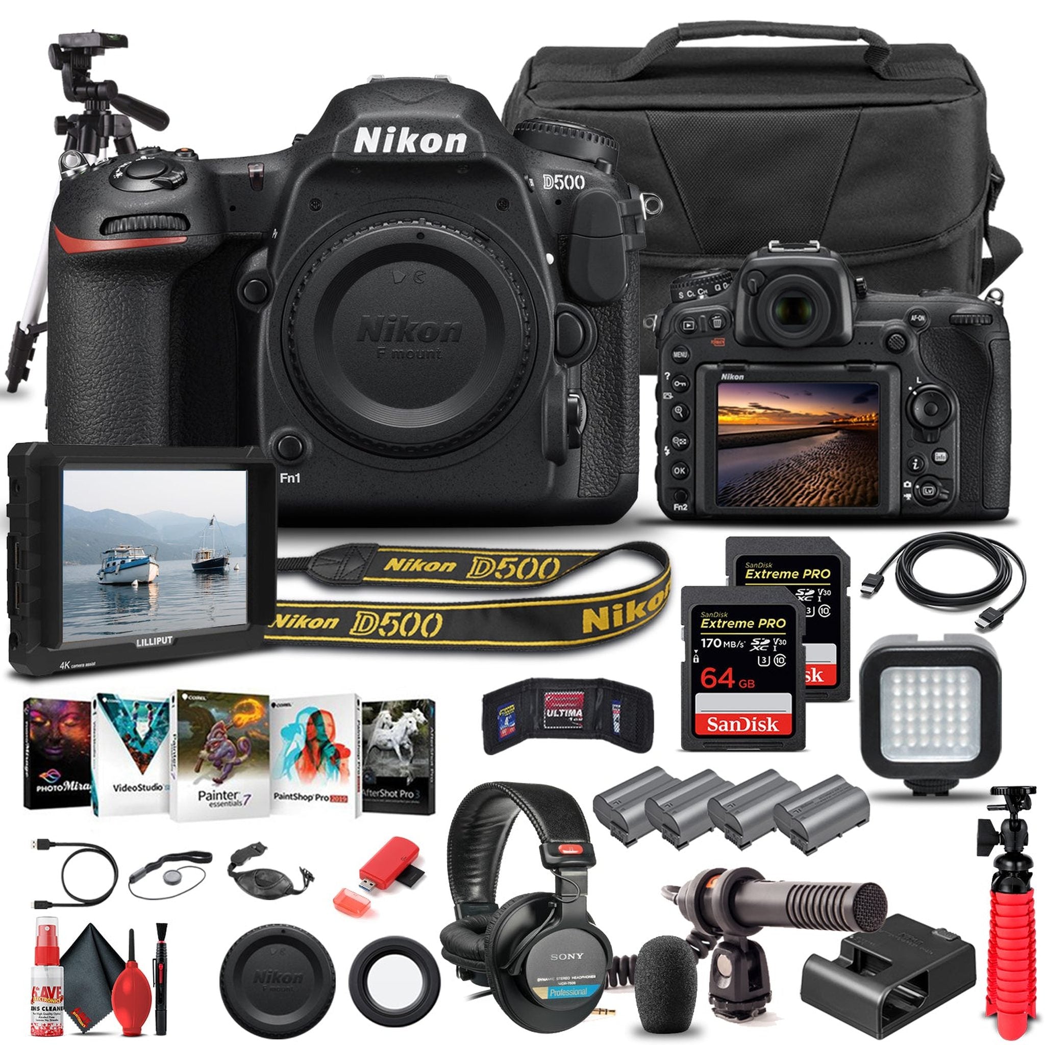 Nikon D500 DSLR Camera Body Only 1559 - Pro Bundle - Reconditioned Nikon