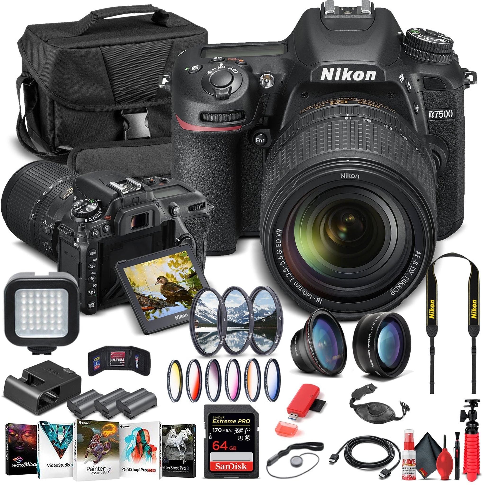 Nikon D7500 DSLR Camera W/ 18-140mm Lens 1582 - Advanced Bundle - Reconditioned Nikon